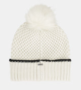 Gorro de punto con pompón beige