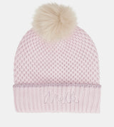 Gorro de punto con pompón rosa