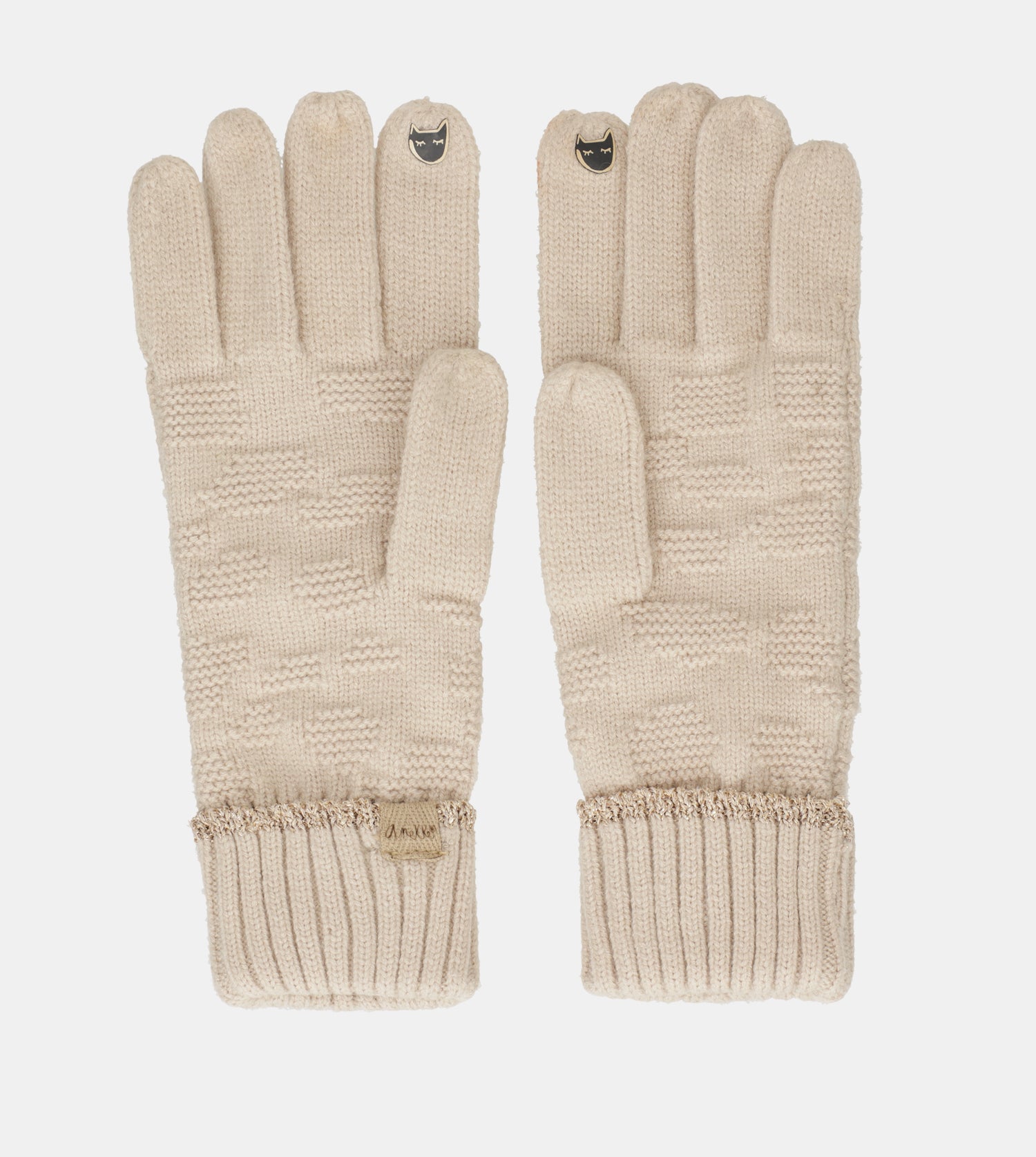 Guantes de punto beige