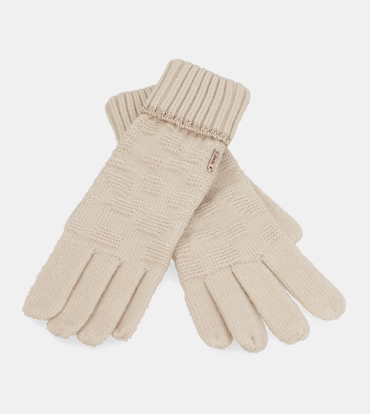 Guantes de punto beige