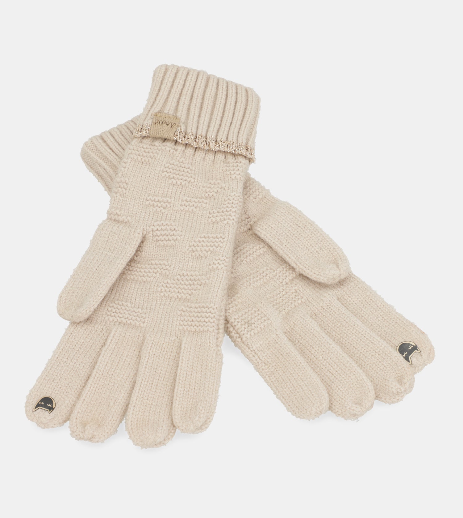 Guantes de punto beige