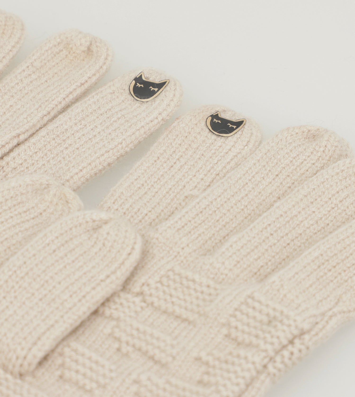 Guantes de punto beige