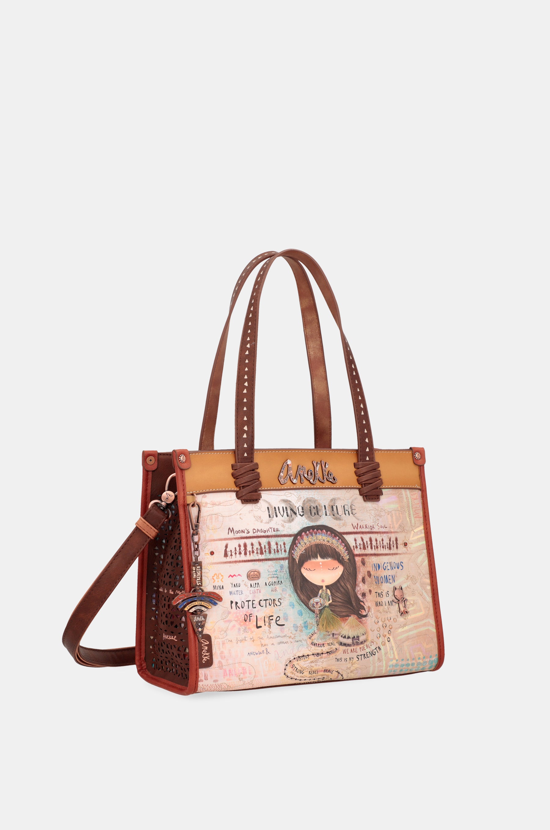 Bolso tote estampado con bandolera Menire