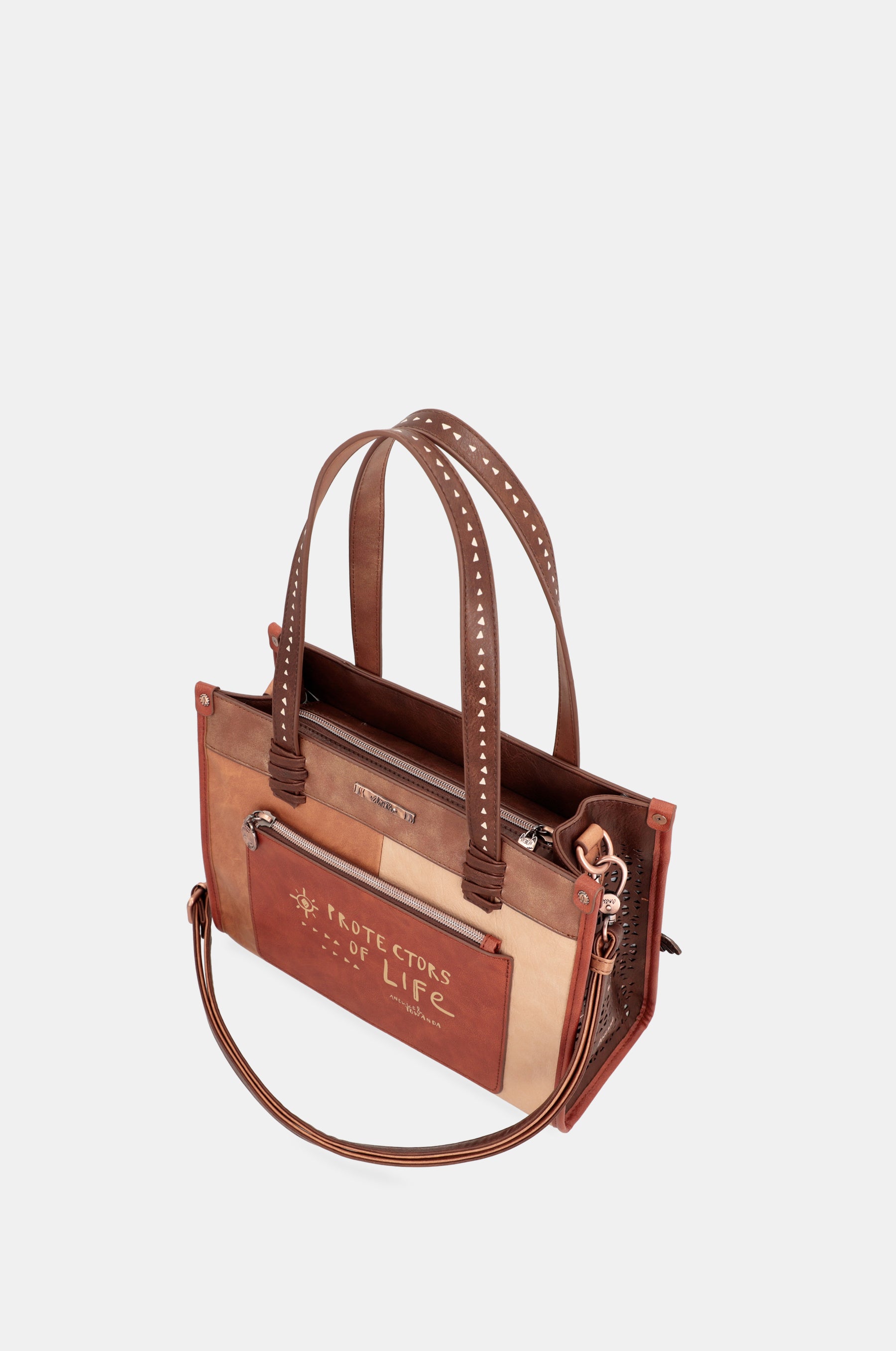 Bolso tote estampado con bandolera Menire