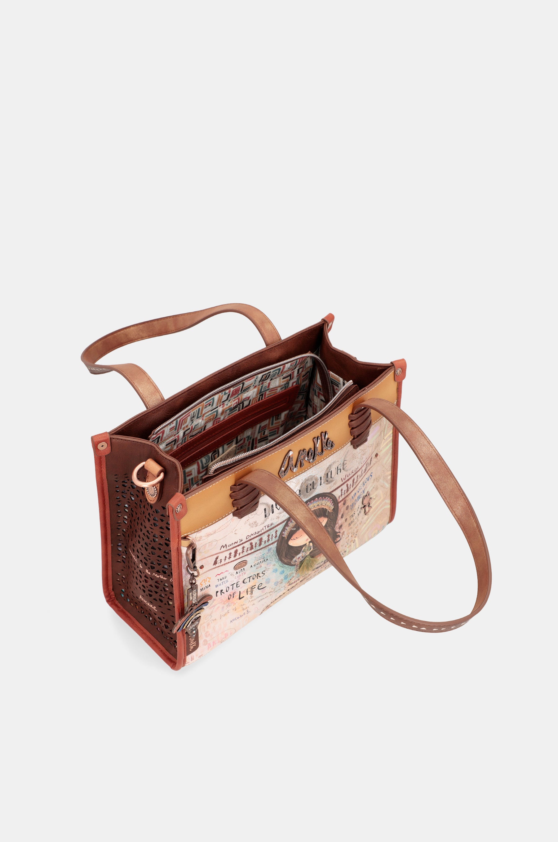 Bolso tote estampado con bandolera Menire