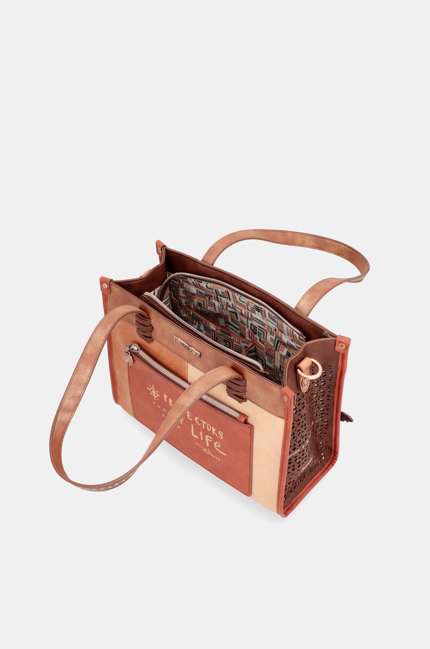 Bolso tote estampado con bandolera Menire