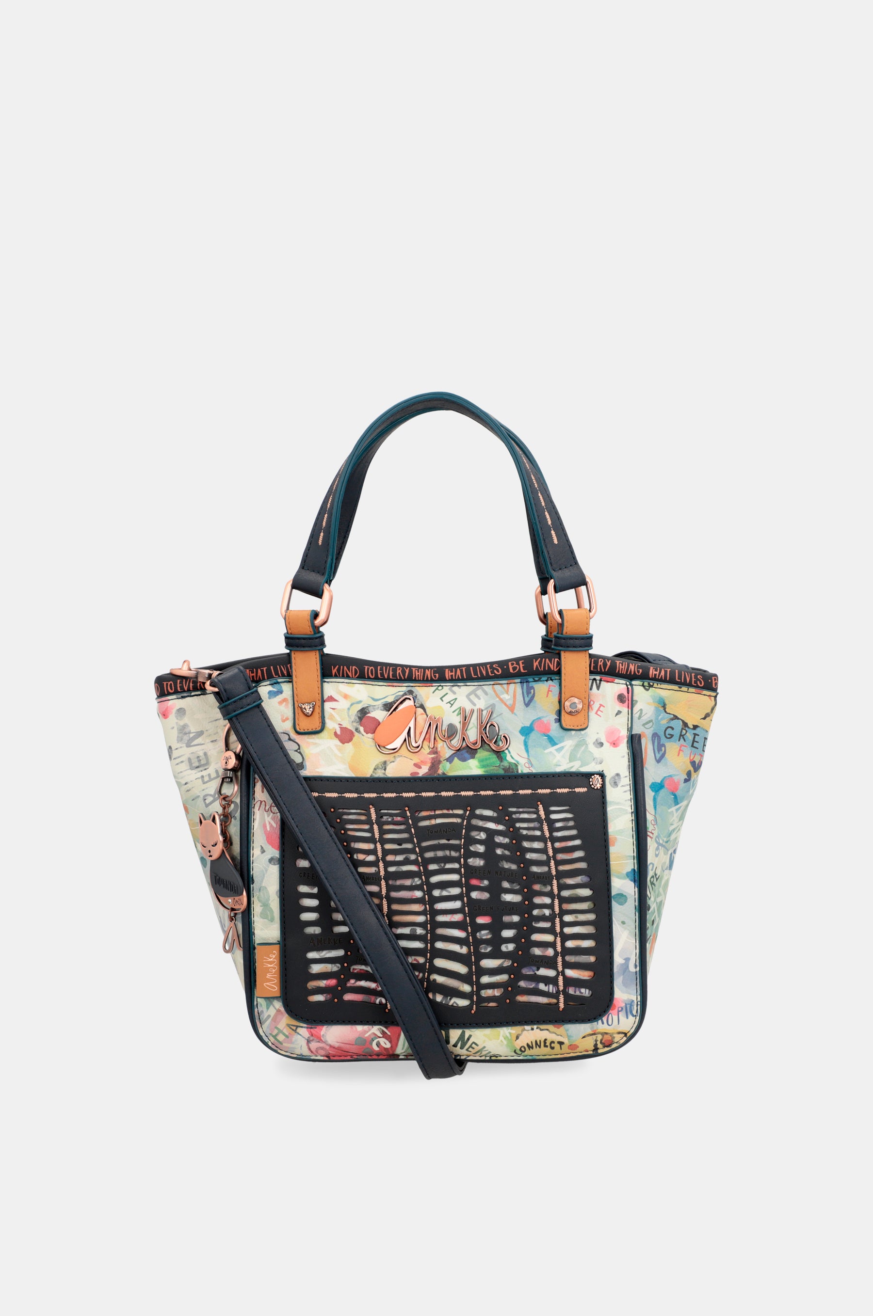 Bolso estampado azul marino Nature Pachamama
