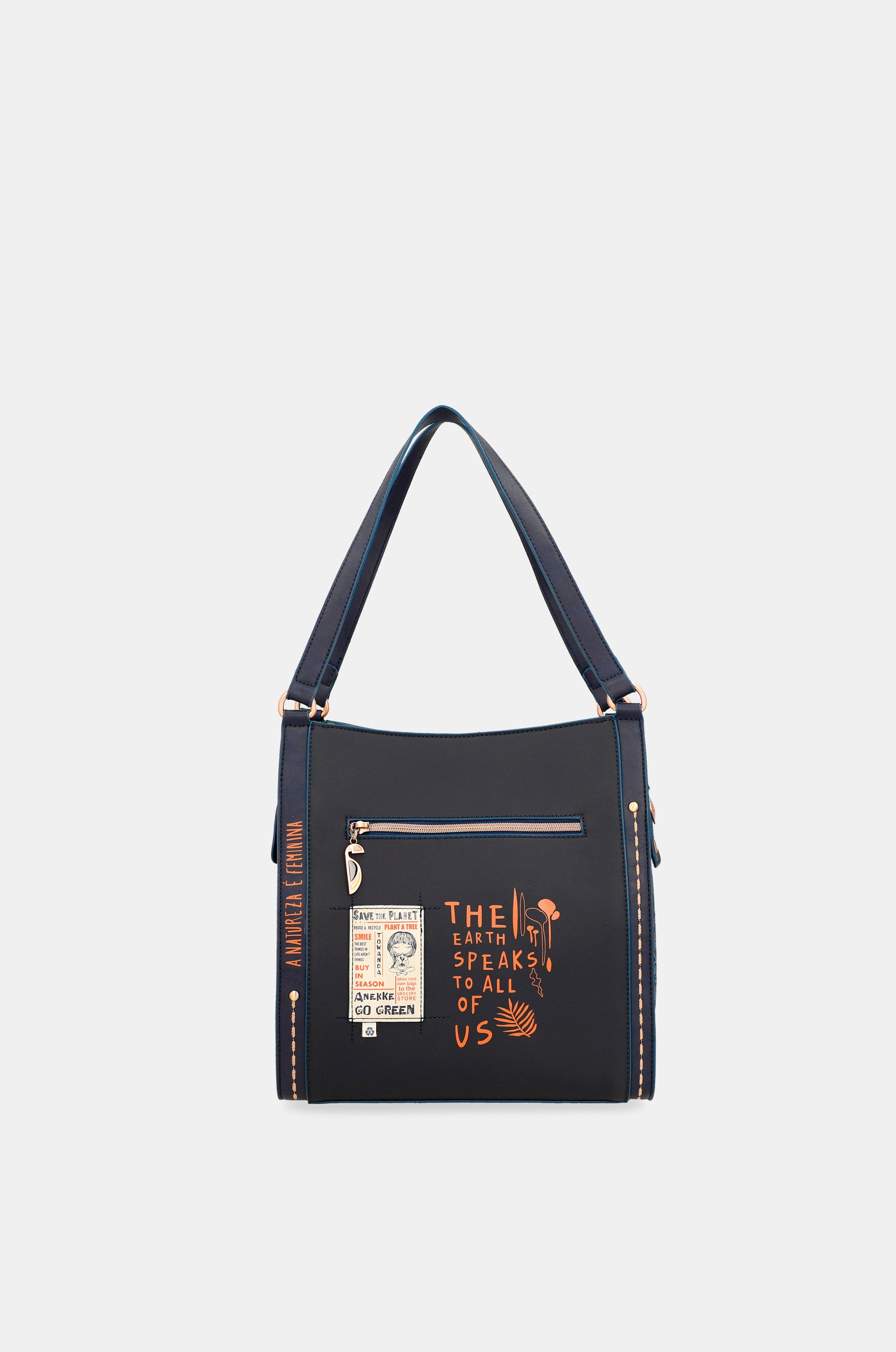 Bolso de hombro azul marino Nature Pachamama