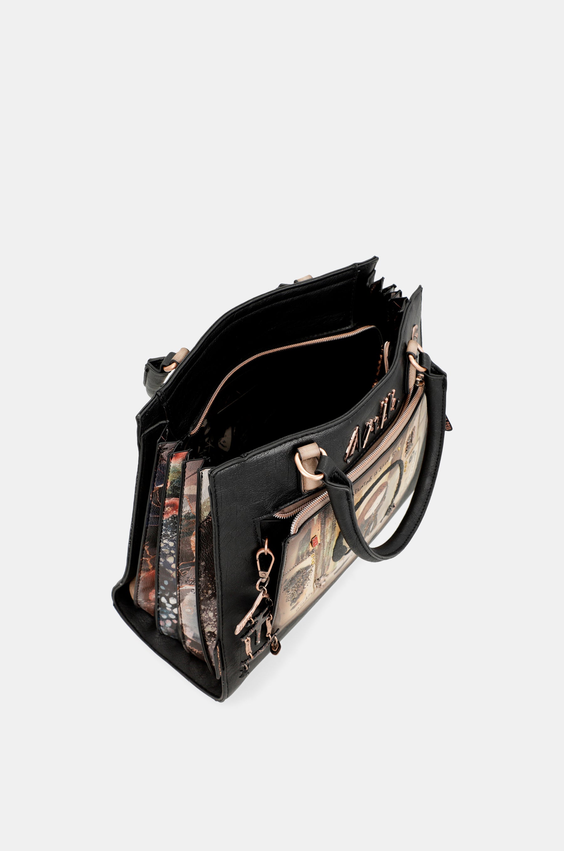 Tote negro con bandolera Shōen