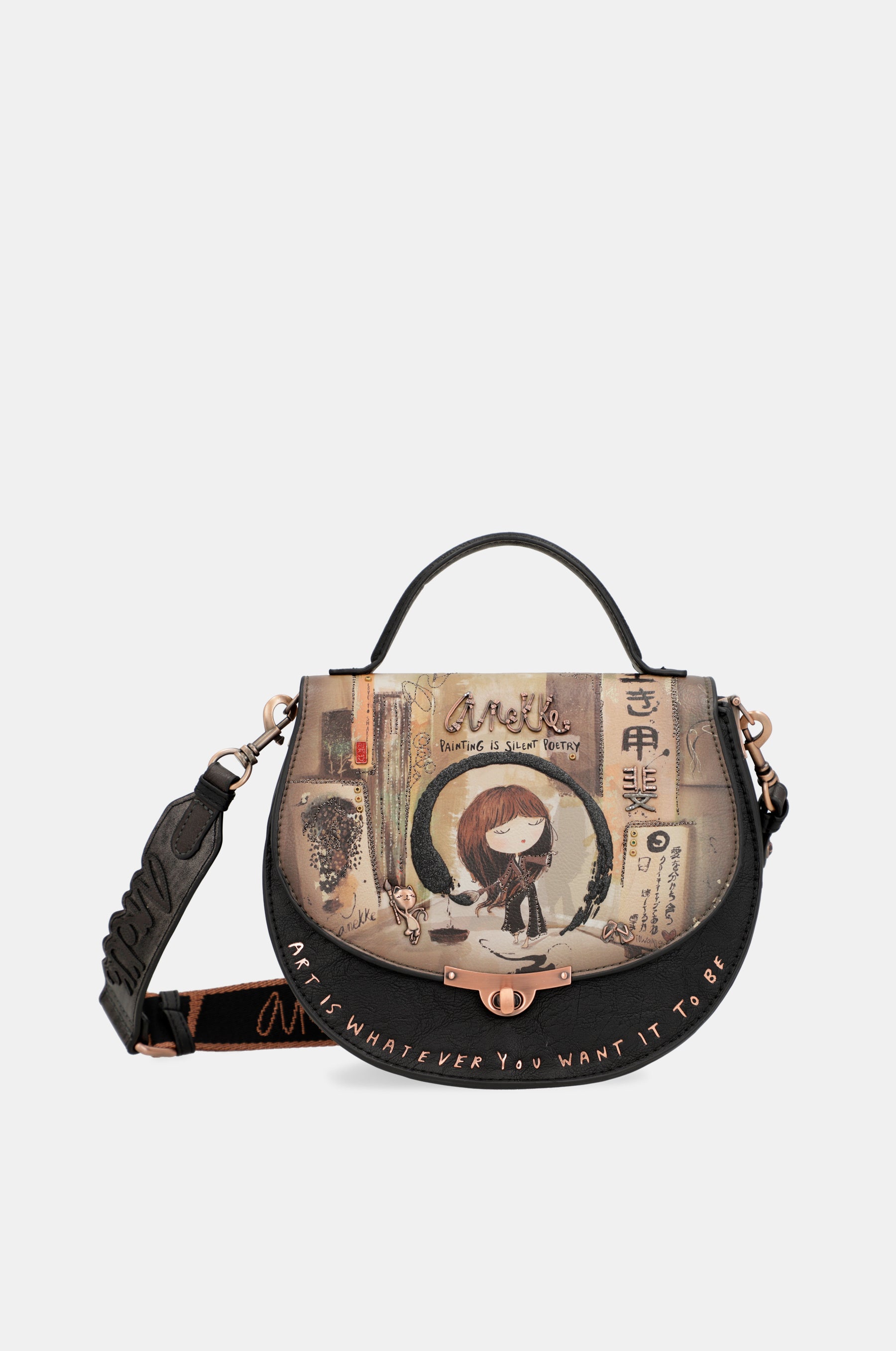 Bolso ovalado con solapa Shōen