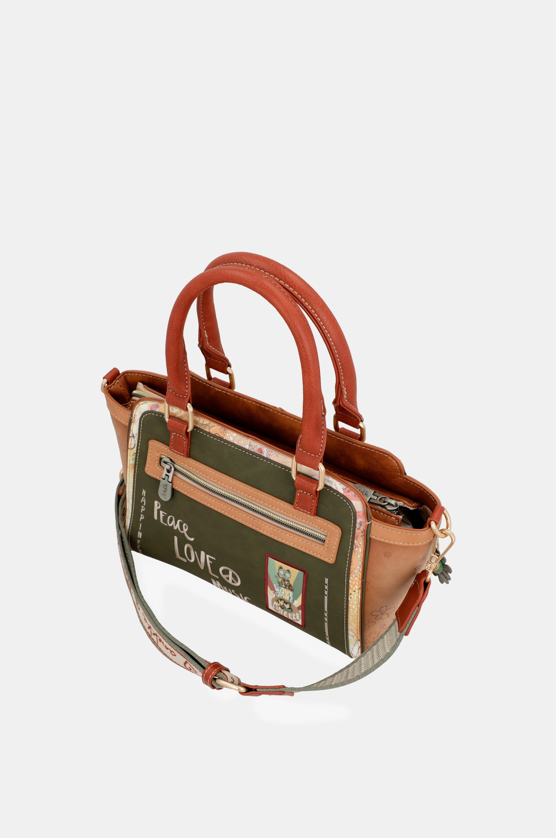 Bolso bowling Peace & Love Camel