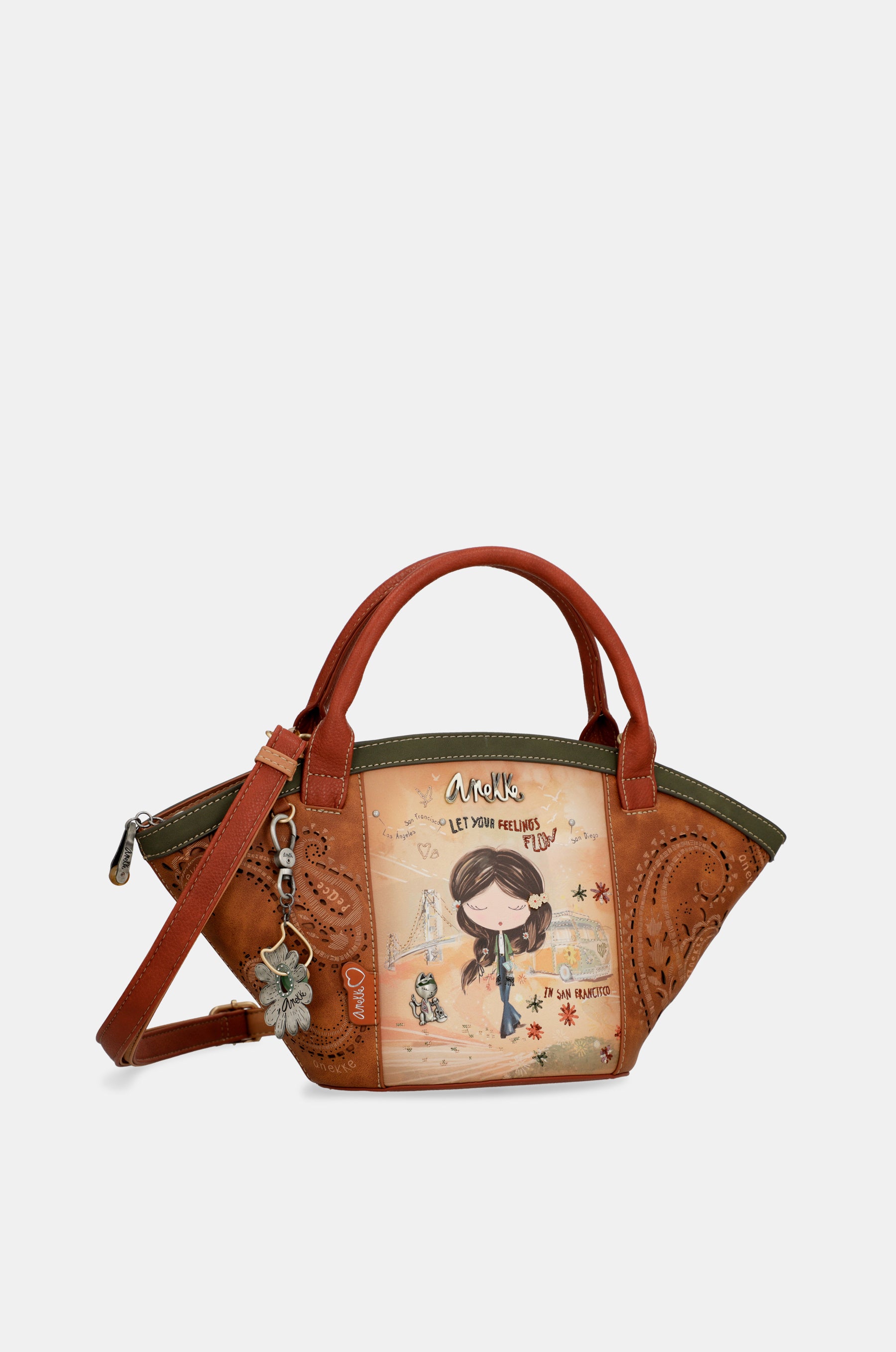 Bolso cesta Peace & Love Camel