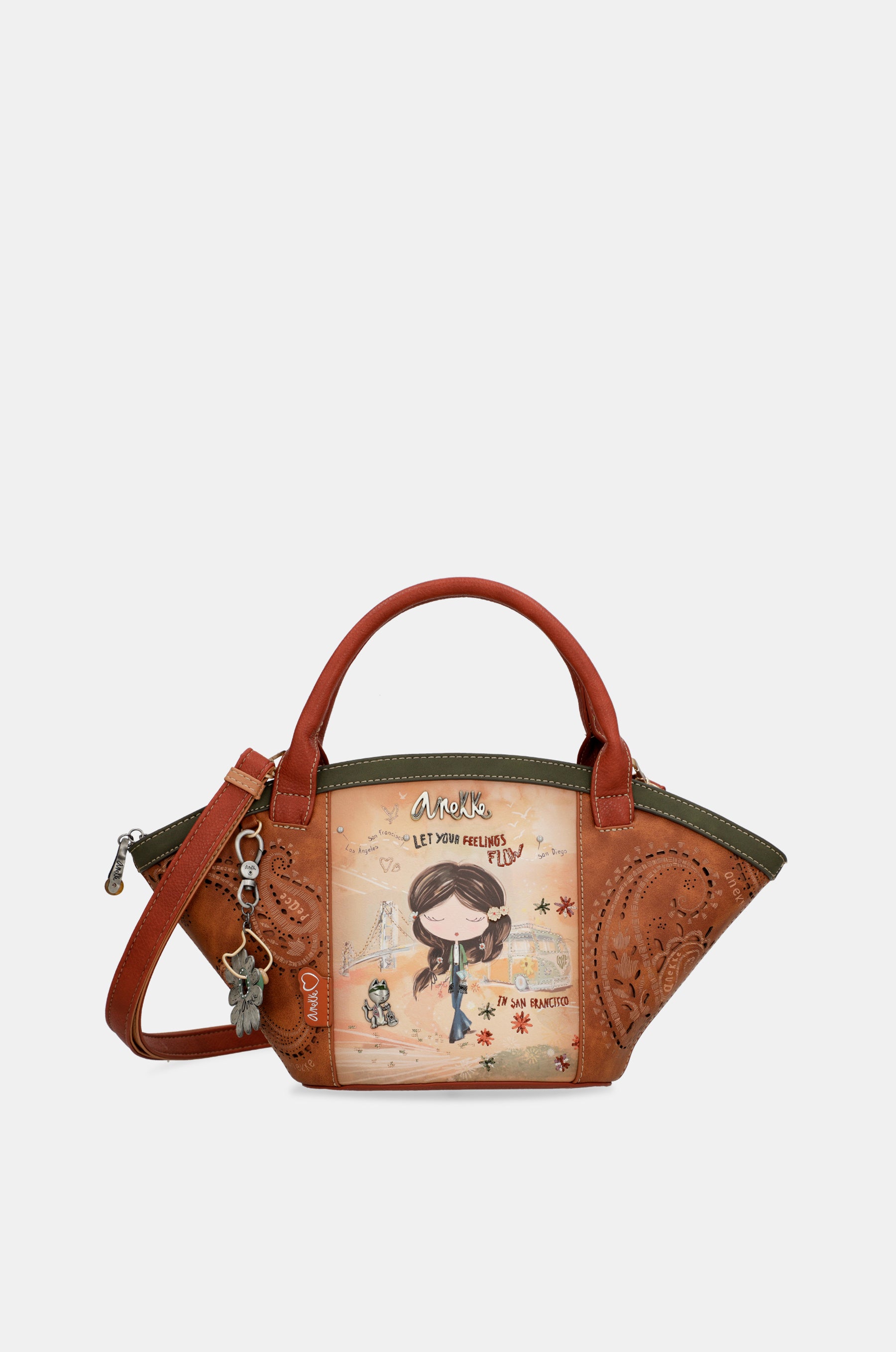 Bolso cesta Peace & Love Camel