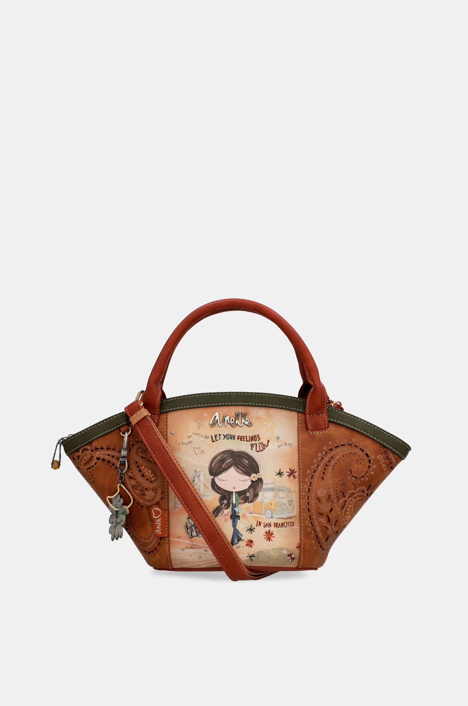 Bolso cesta Peace & Love Camel