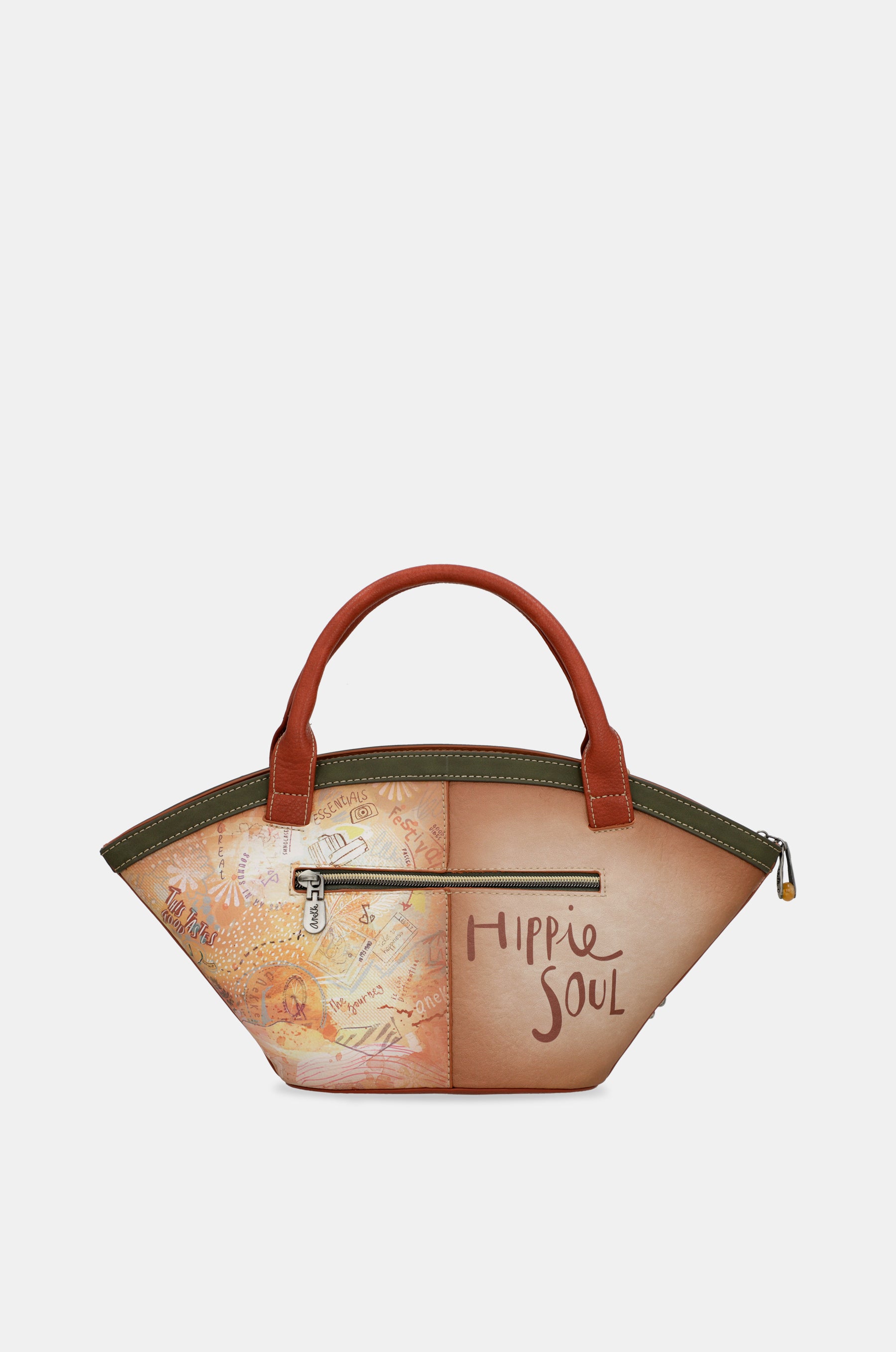 Bolso cesta Peace & Love Camel