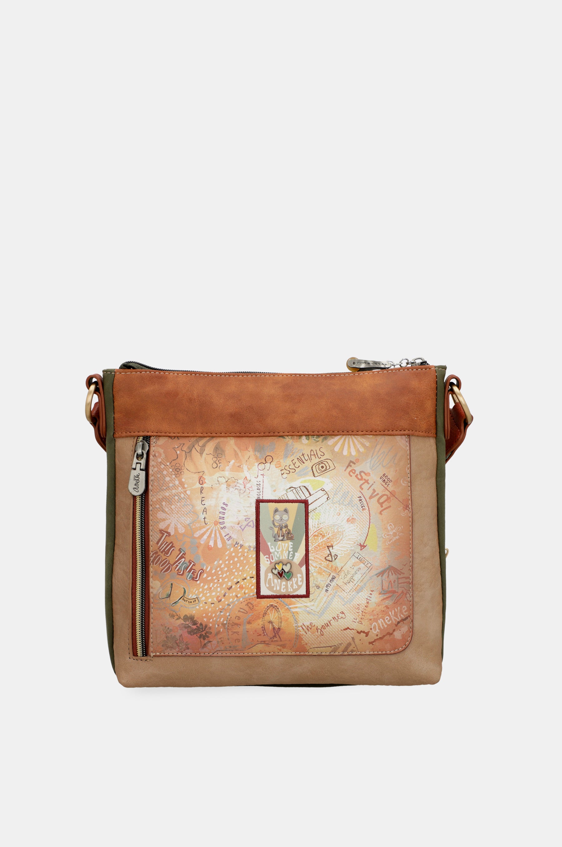 Bandolera cuadrada Peace & Love Camel