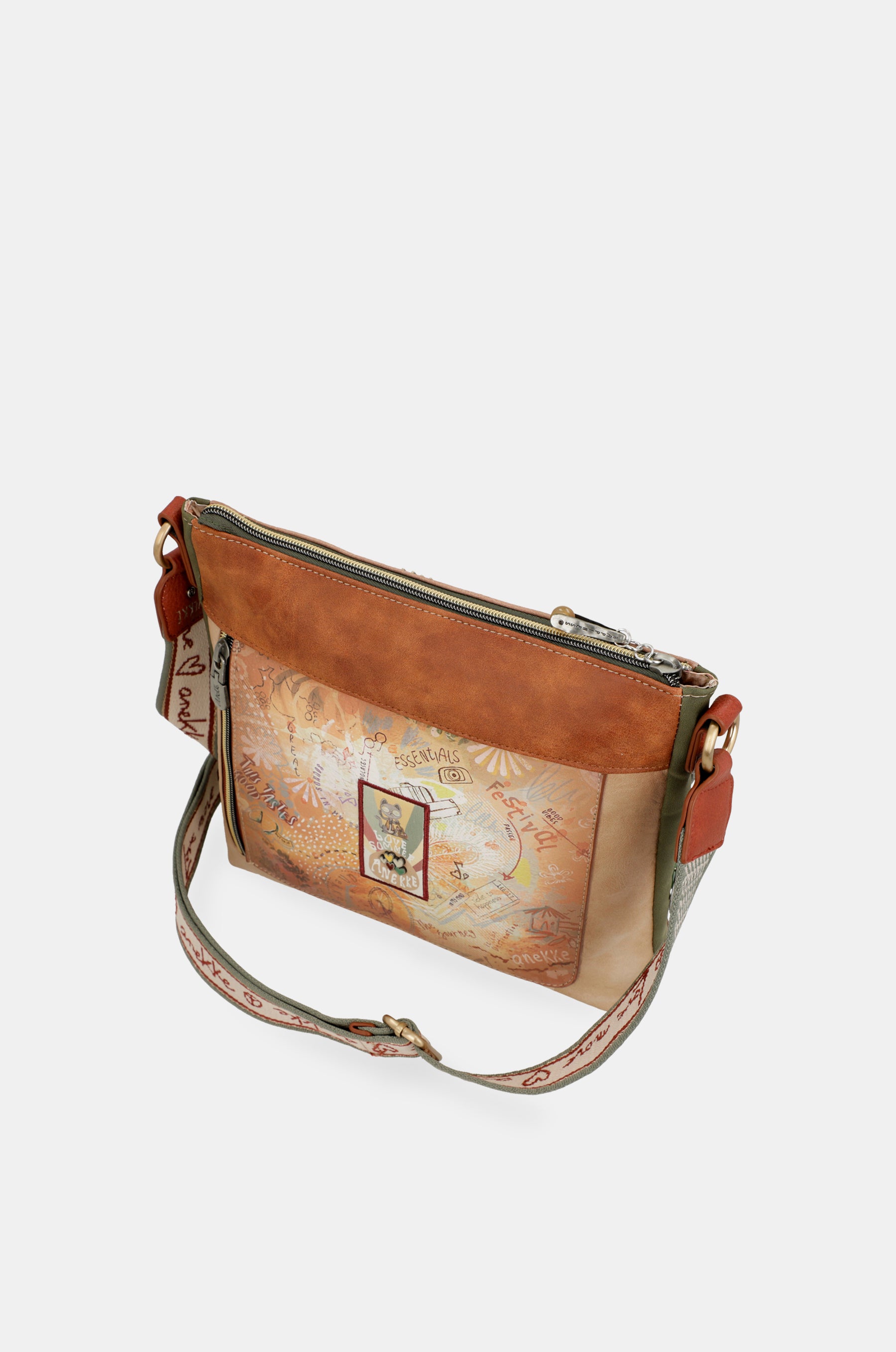 Bandolera cuadrada Peace & Love Camel