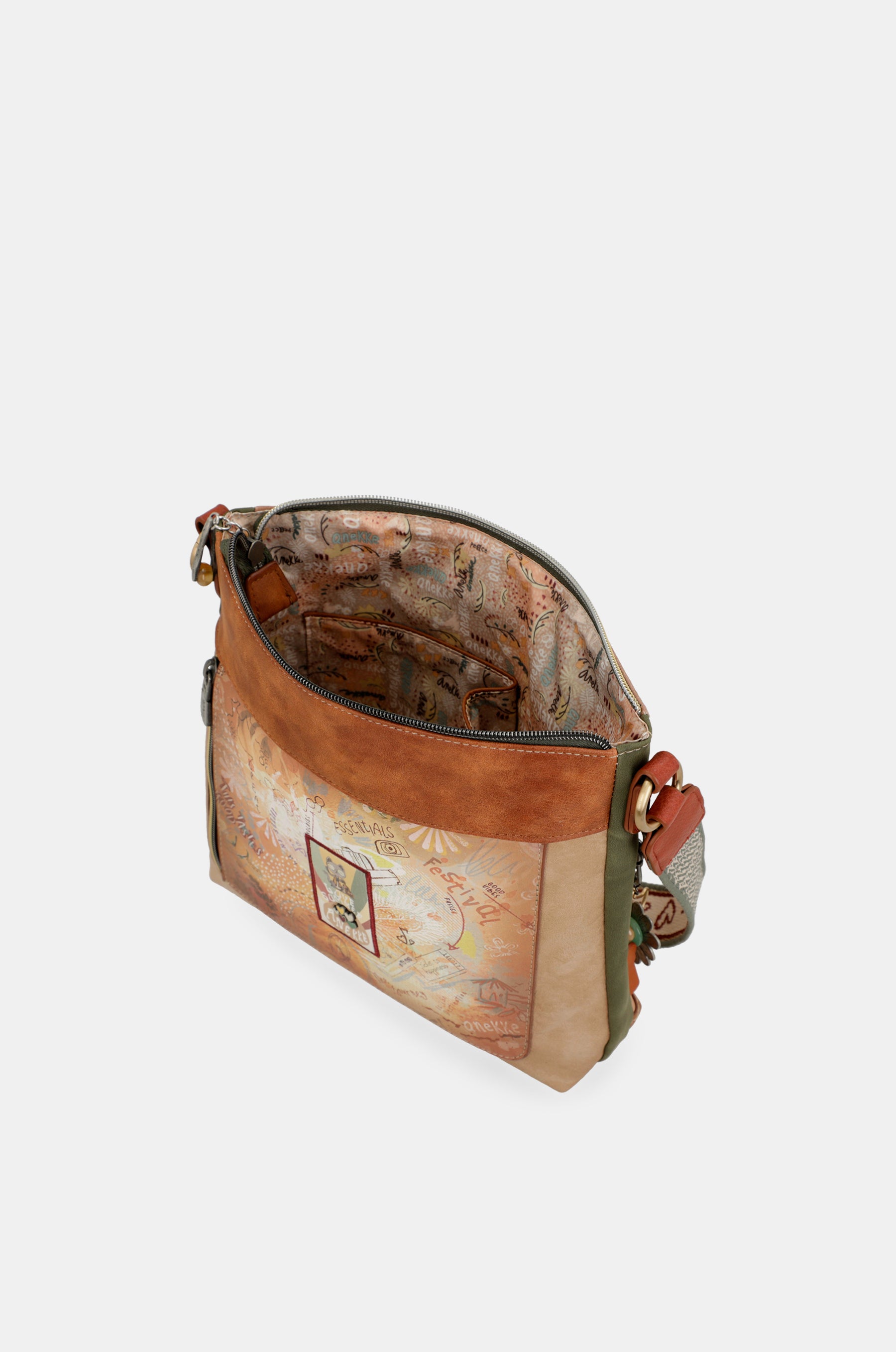 Bandolera cuadrada Peace & Love Camel