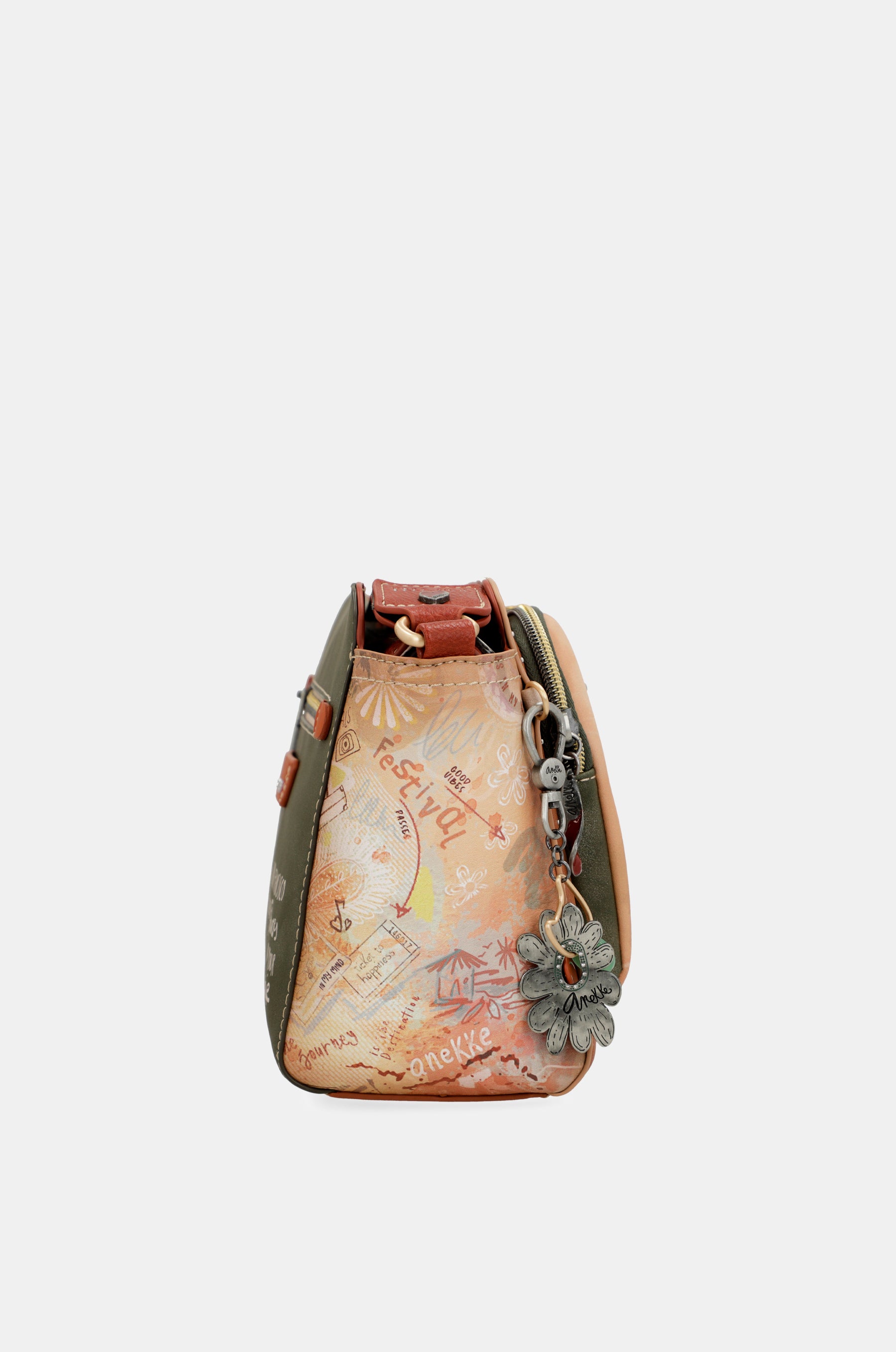 Bandolera rectangular Peace & Love Camel