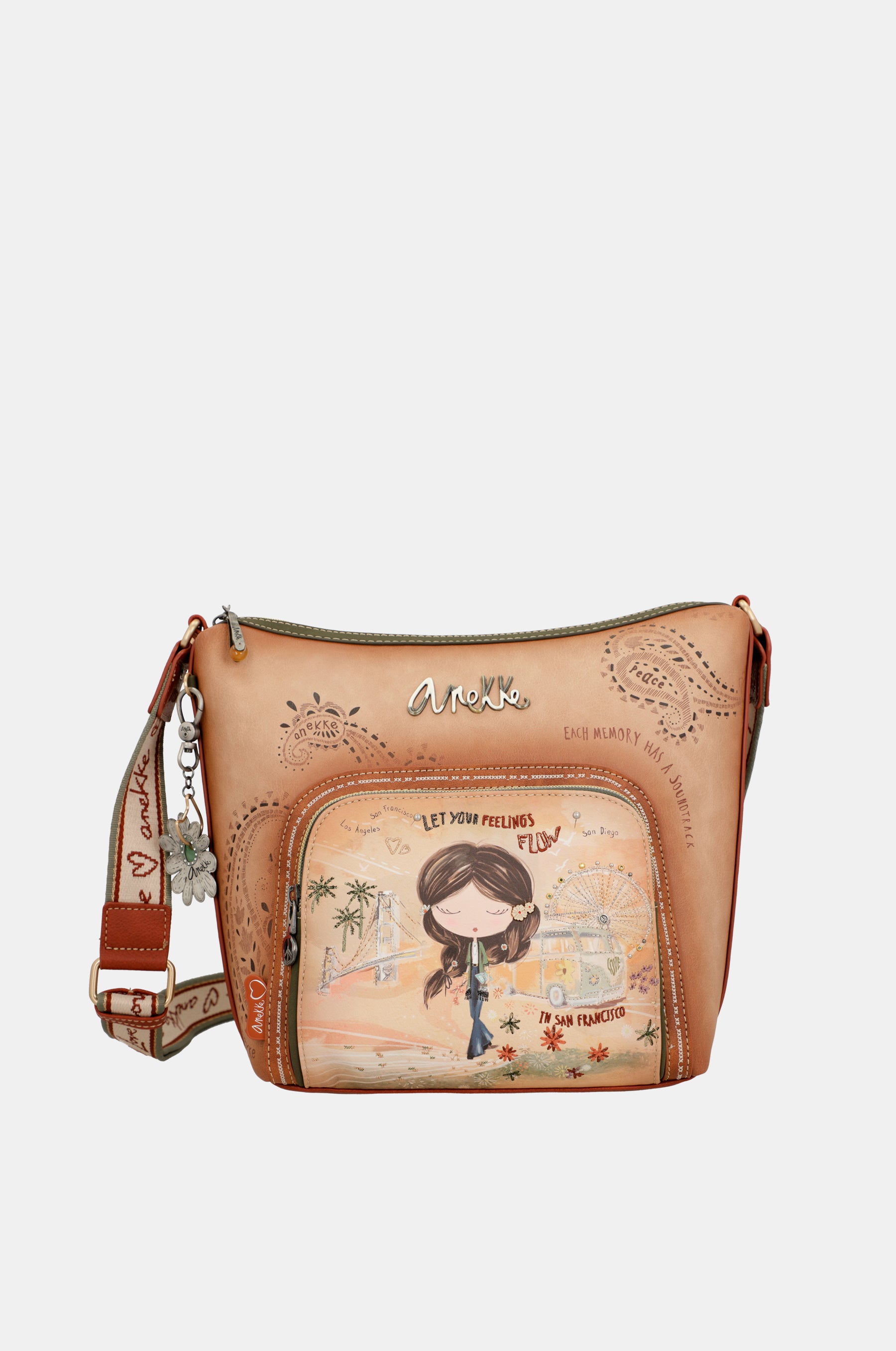 Bandolera grande Peace & Love Camel