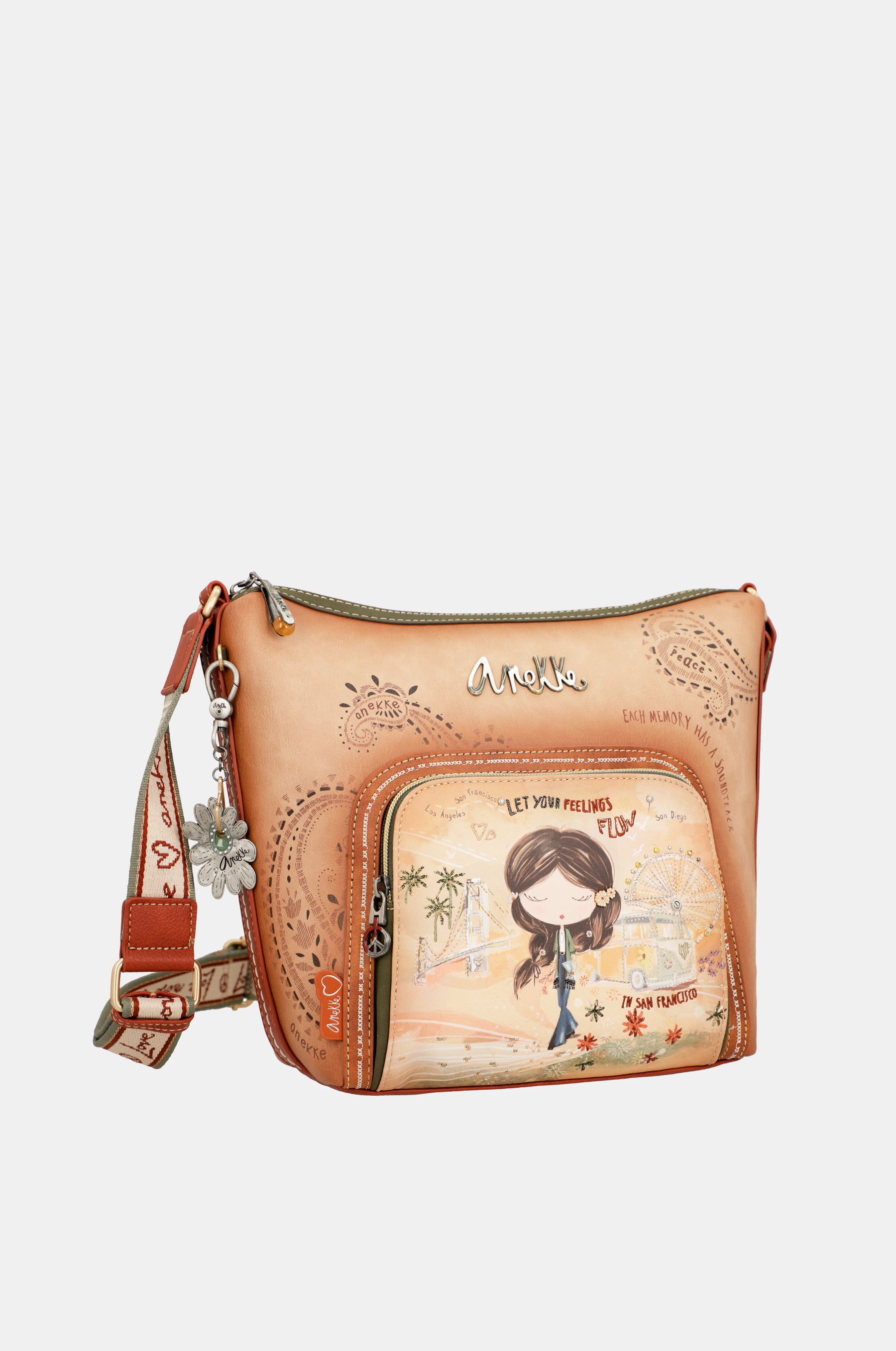 Bandolera grande Peace & Love Camel