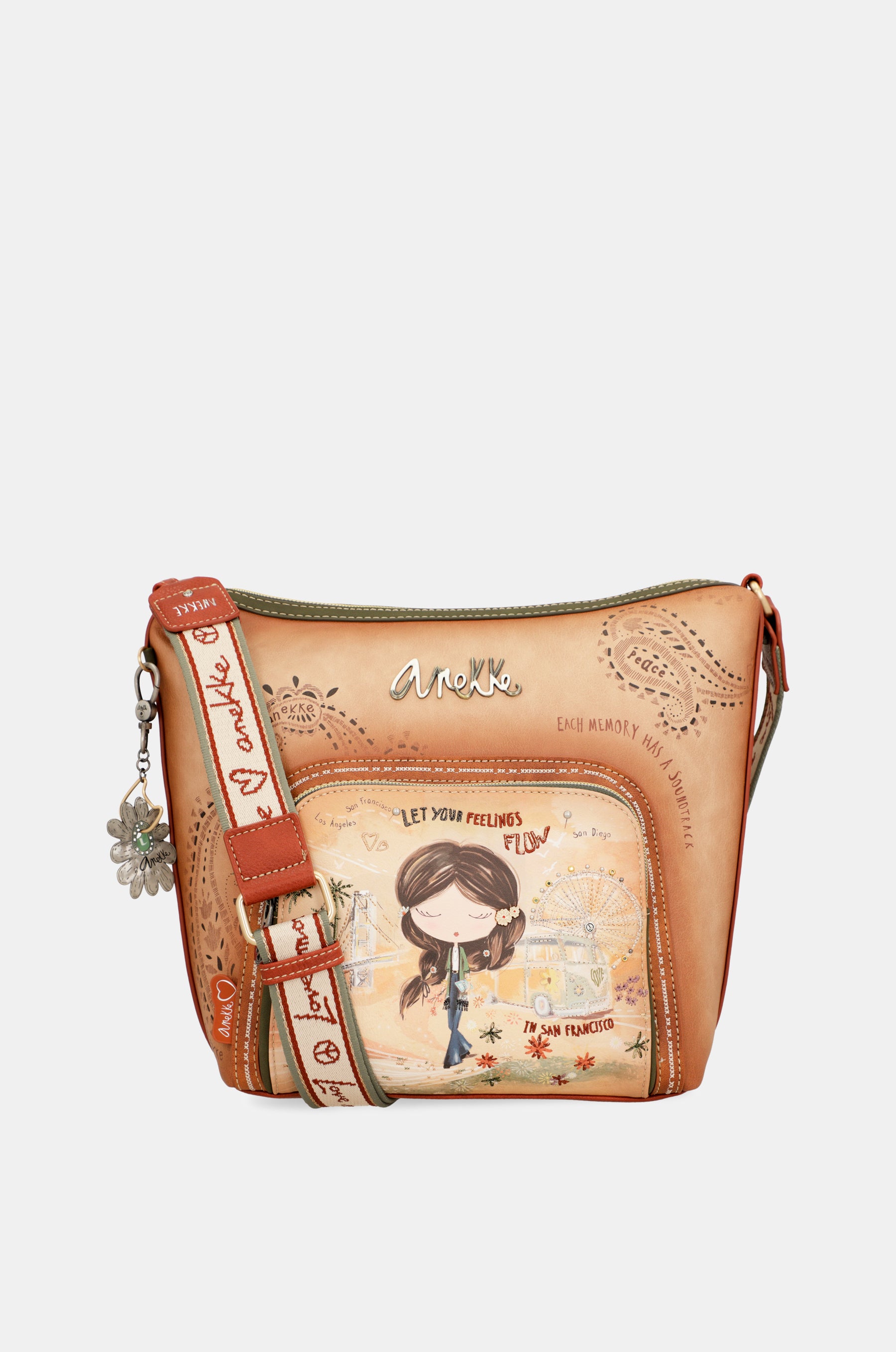 Bandolera grande Peace & Love Camel