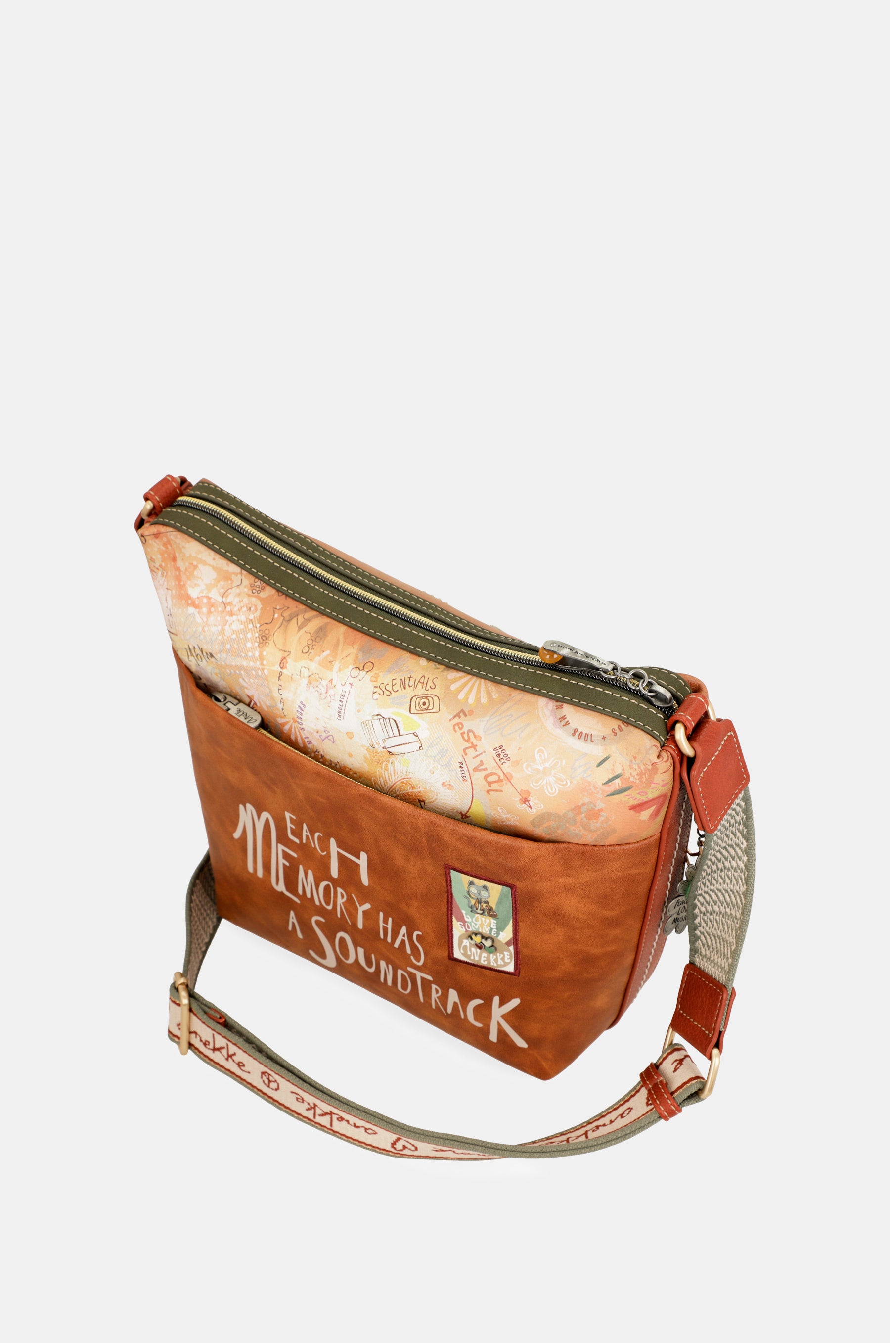 Bandolera grande Peace & Love Camel