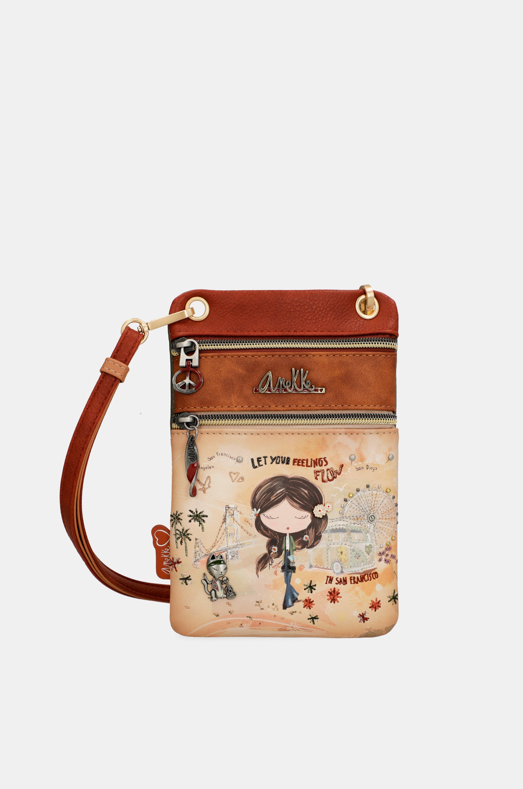 Mini bandolera Peace & Love Camel