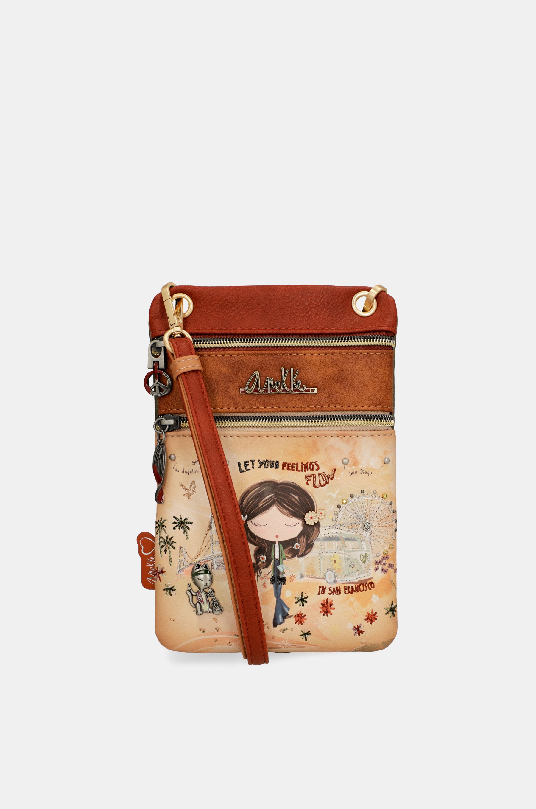 Mini bandolera Peace & Love Camel