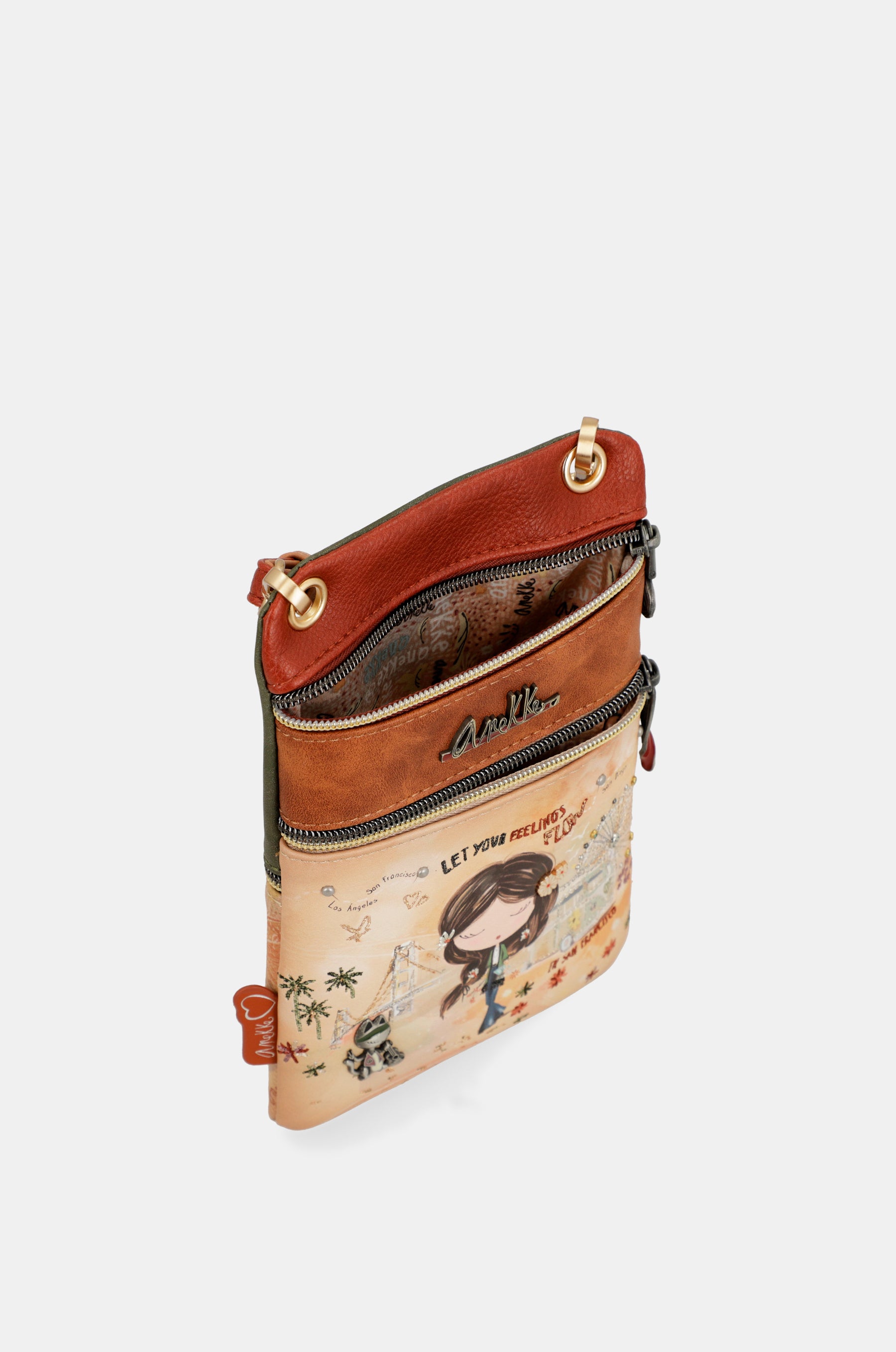 Mini bandolera Peace & Love Camel