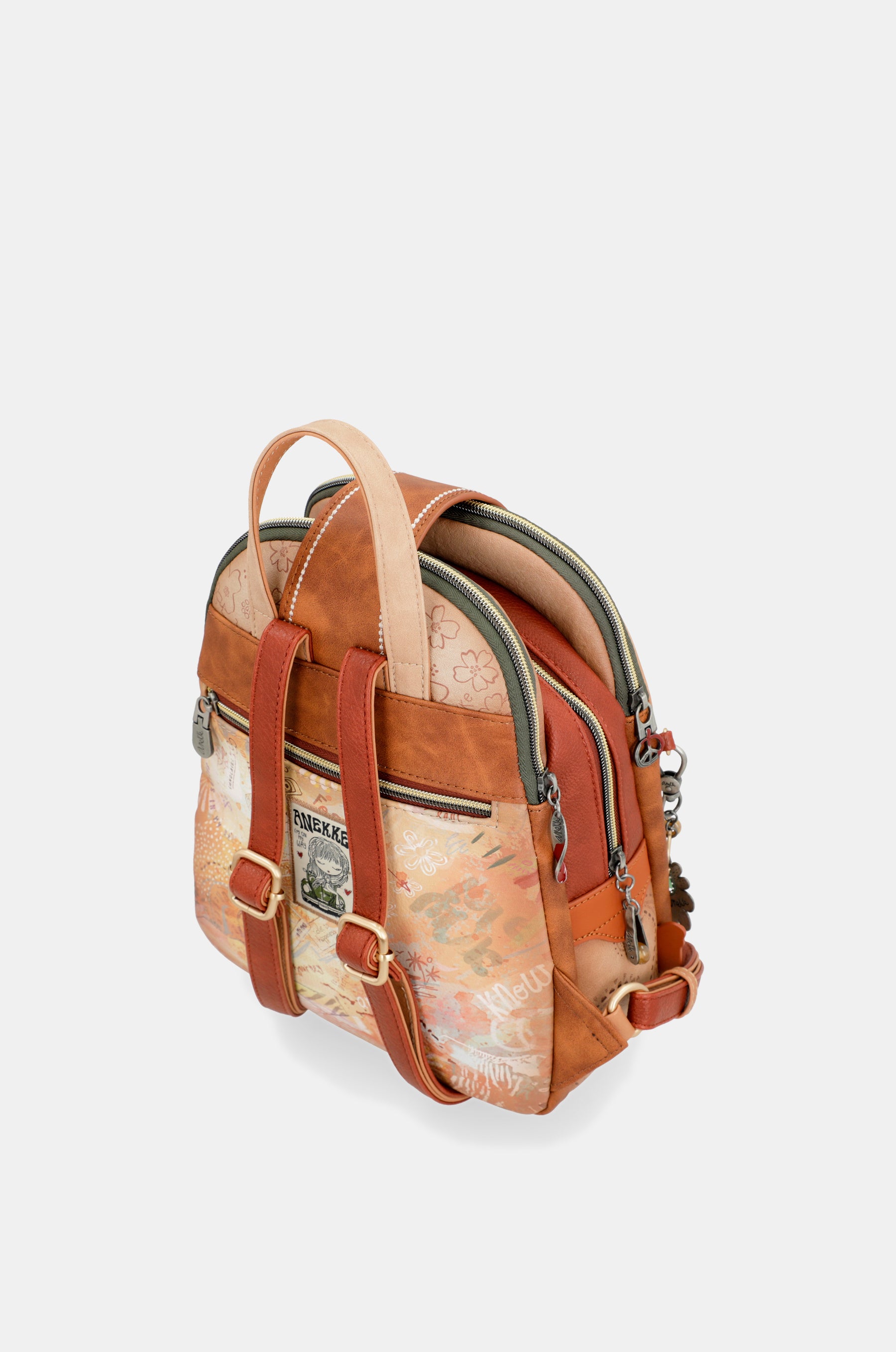 Mochila triple compartimento Peace & Love Camel