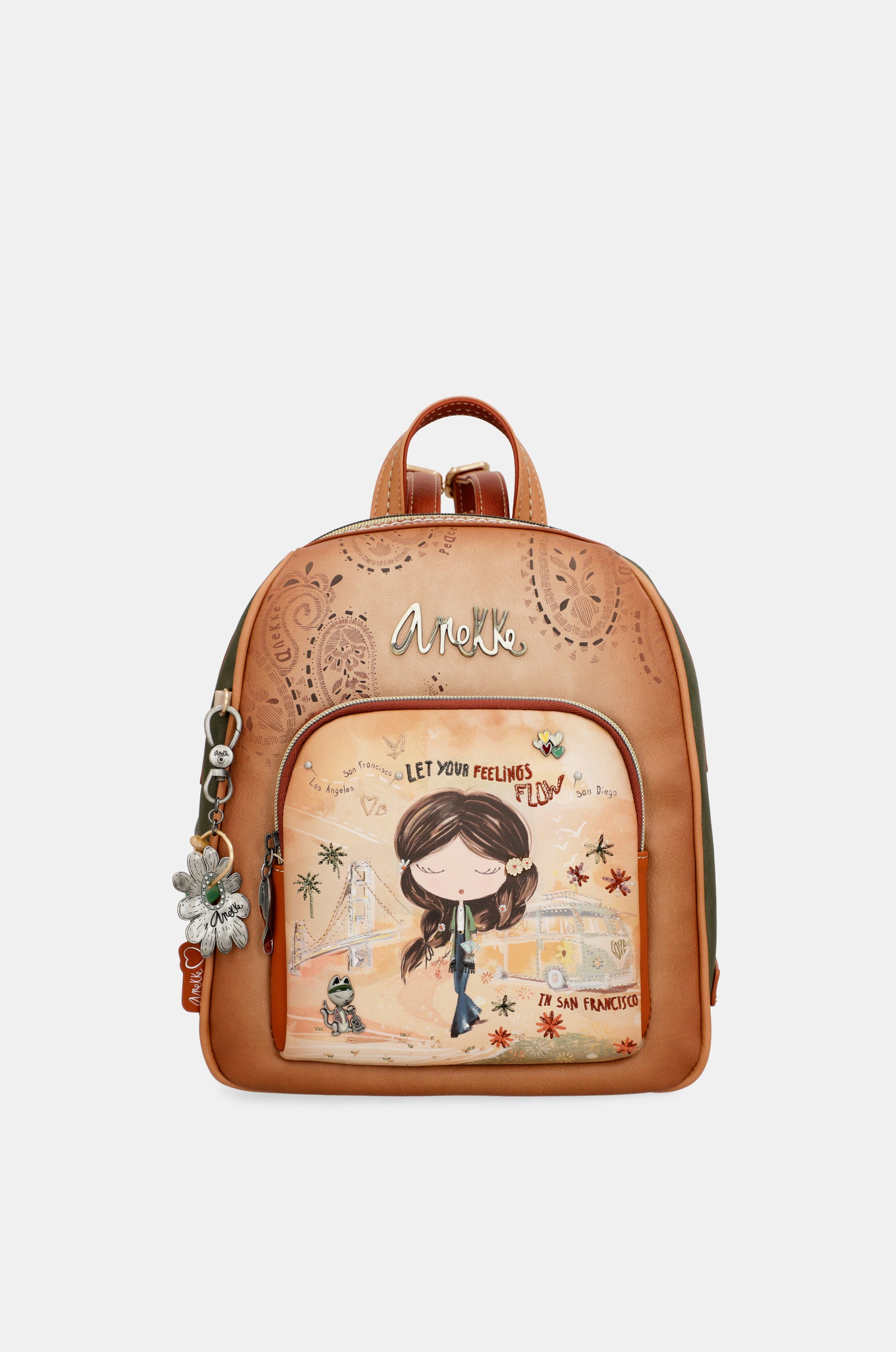 Mochila mediana Peace & Love Camel