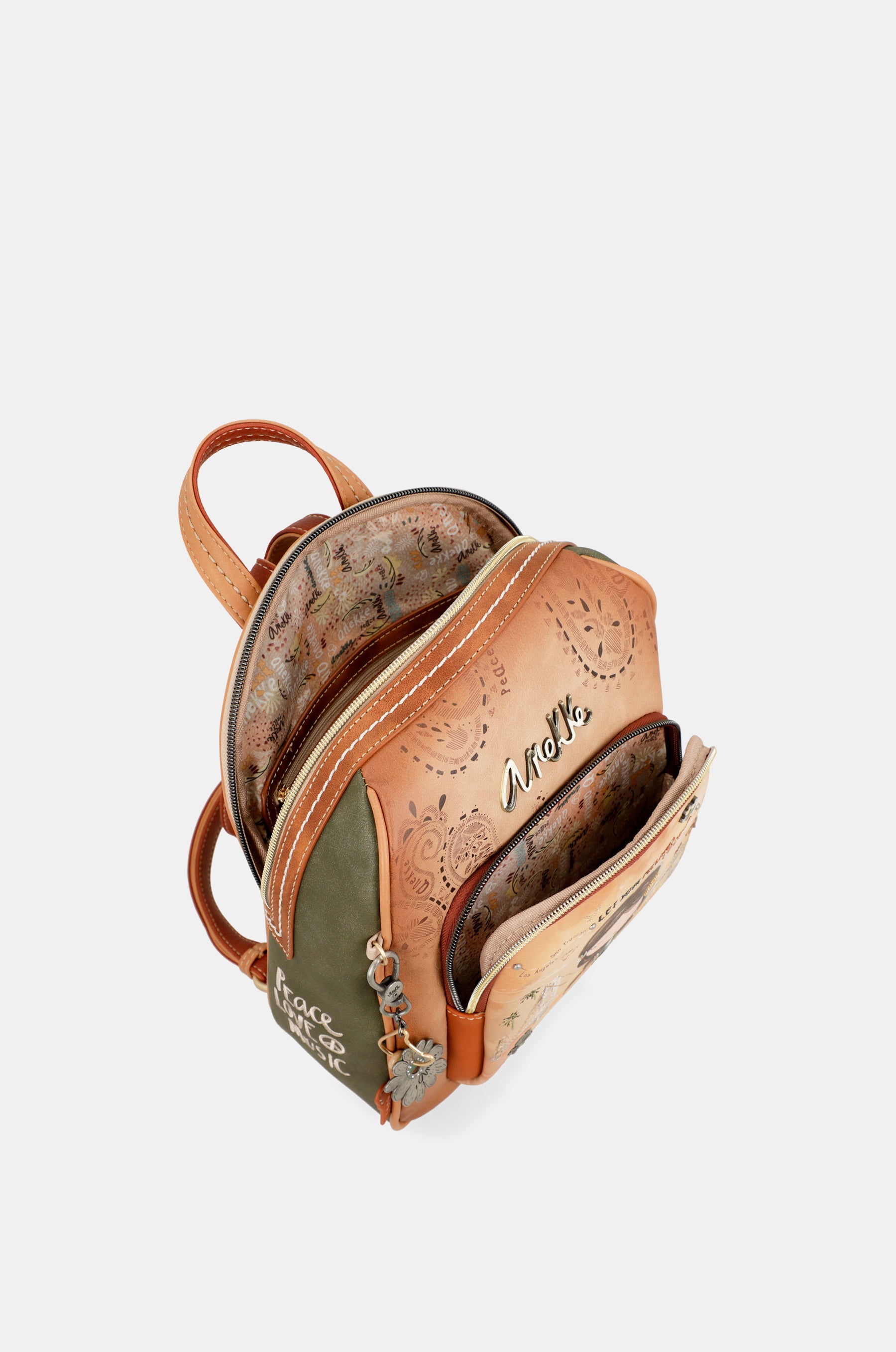 Mochila mediana Peace & Love Camel