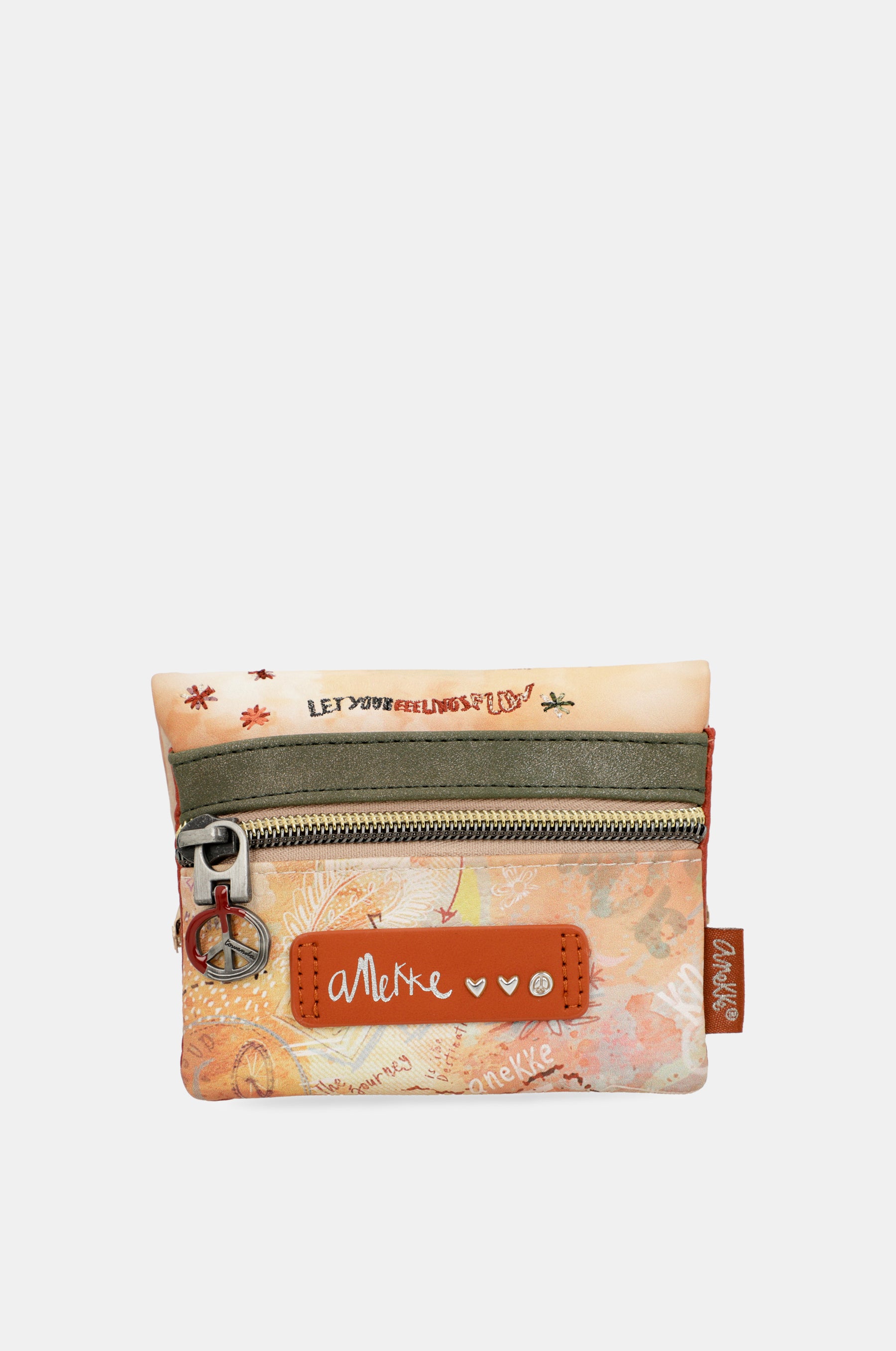 Monedero con solapa Peace & Love Camel