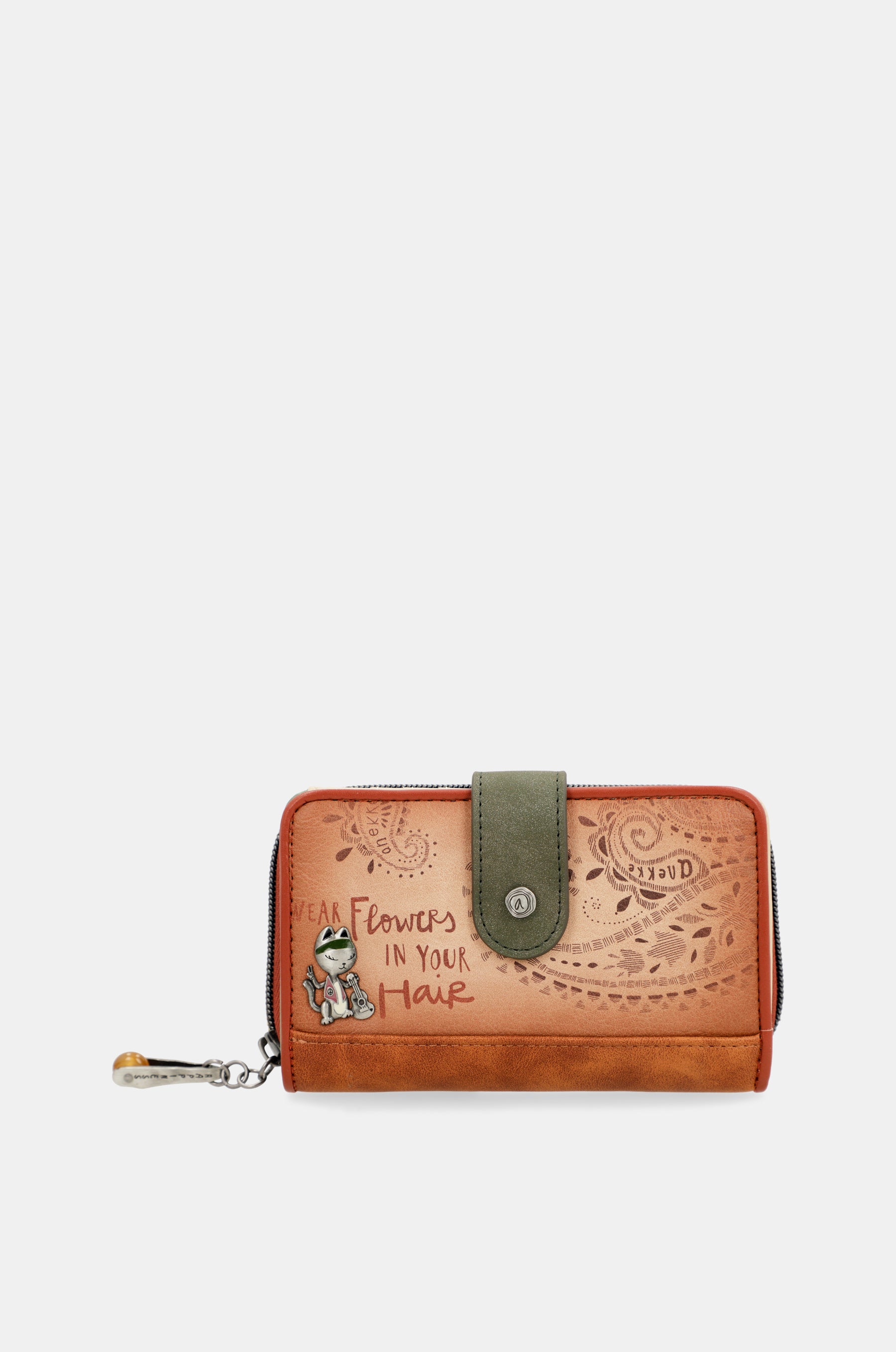 Billetero RFID mediano Peace & Love Camel