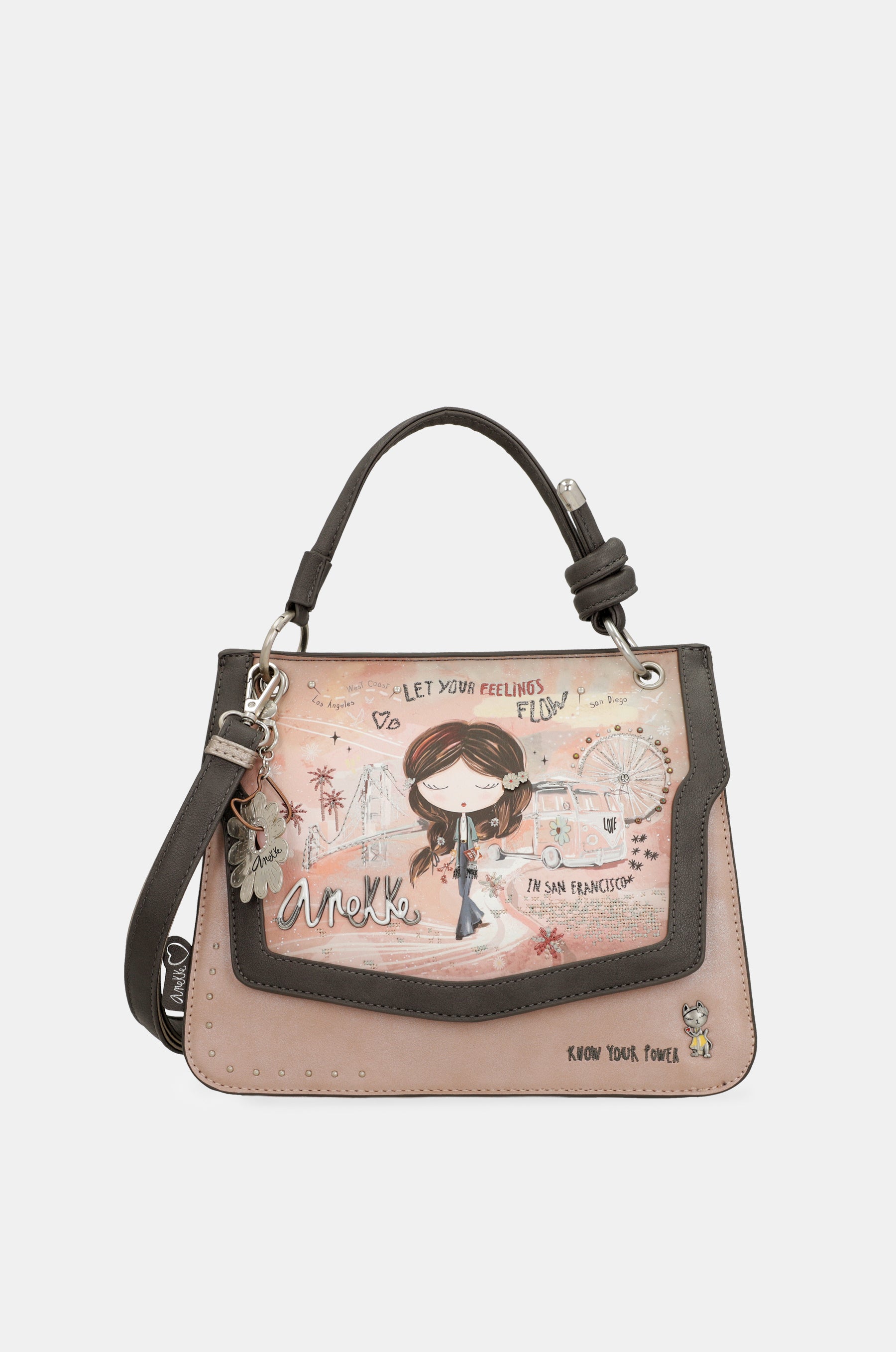 Bolso de solapa Peace & Love rosa