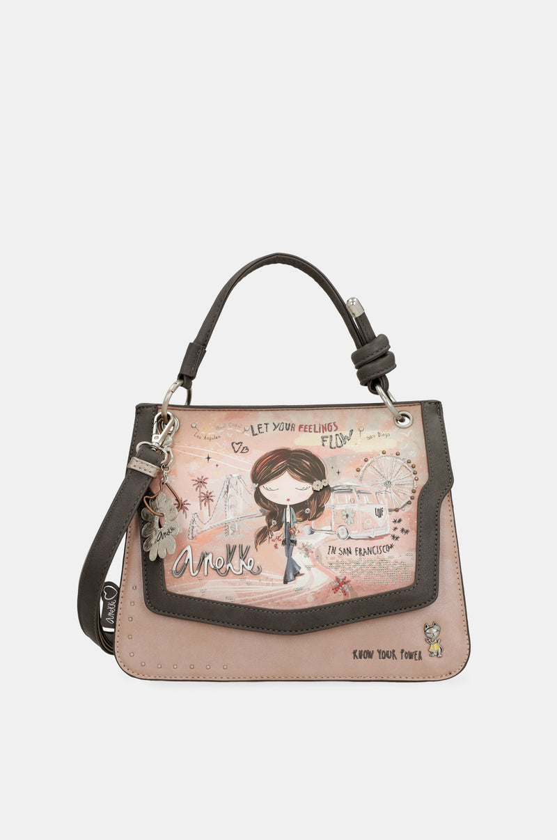 Bolso de solapa Peace & Love rosa