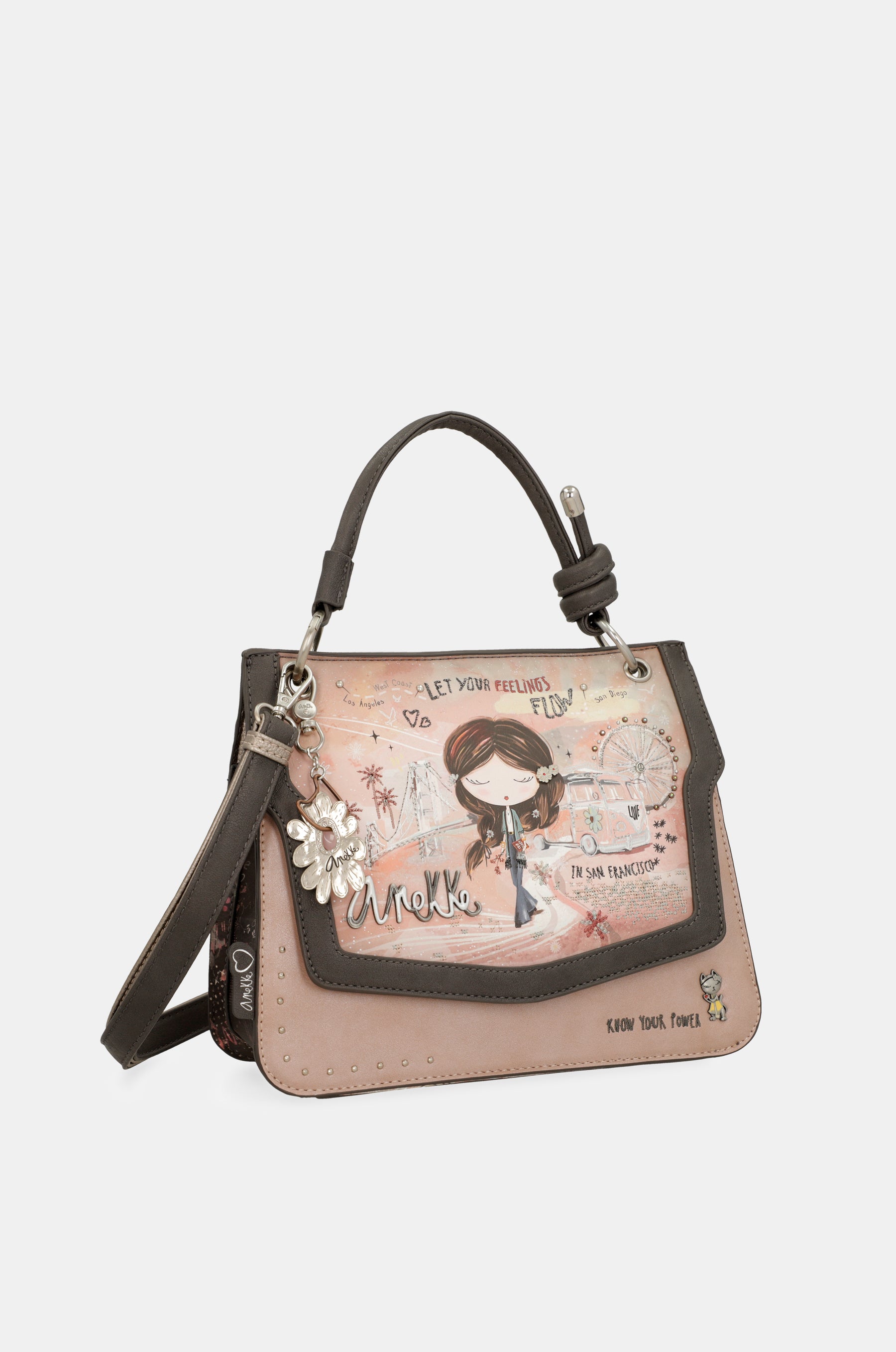 Bolso de solapa Peace & Love rosa