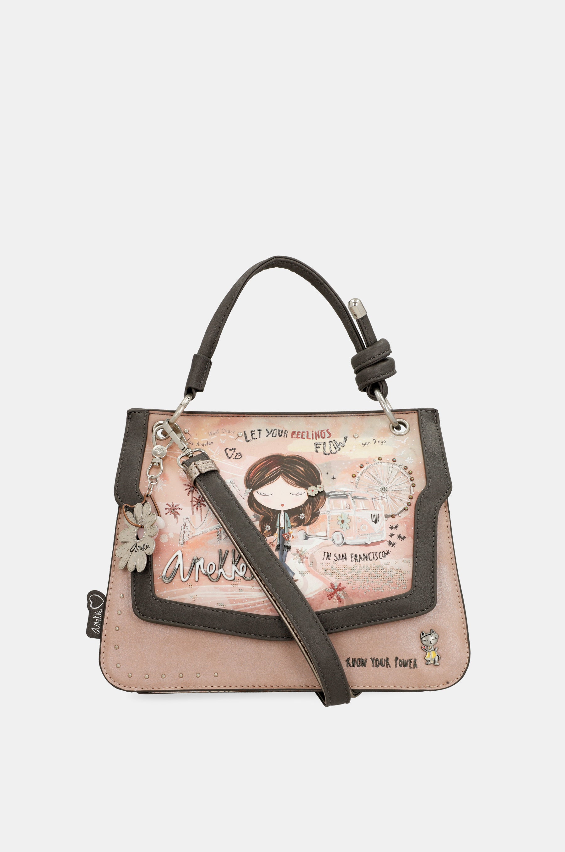 Bolso de solapa Peace & Love rosa