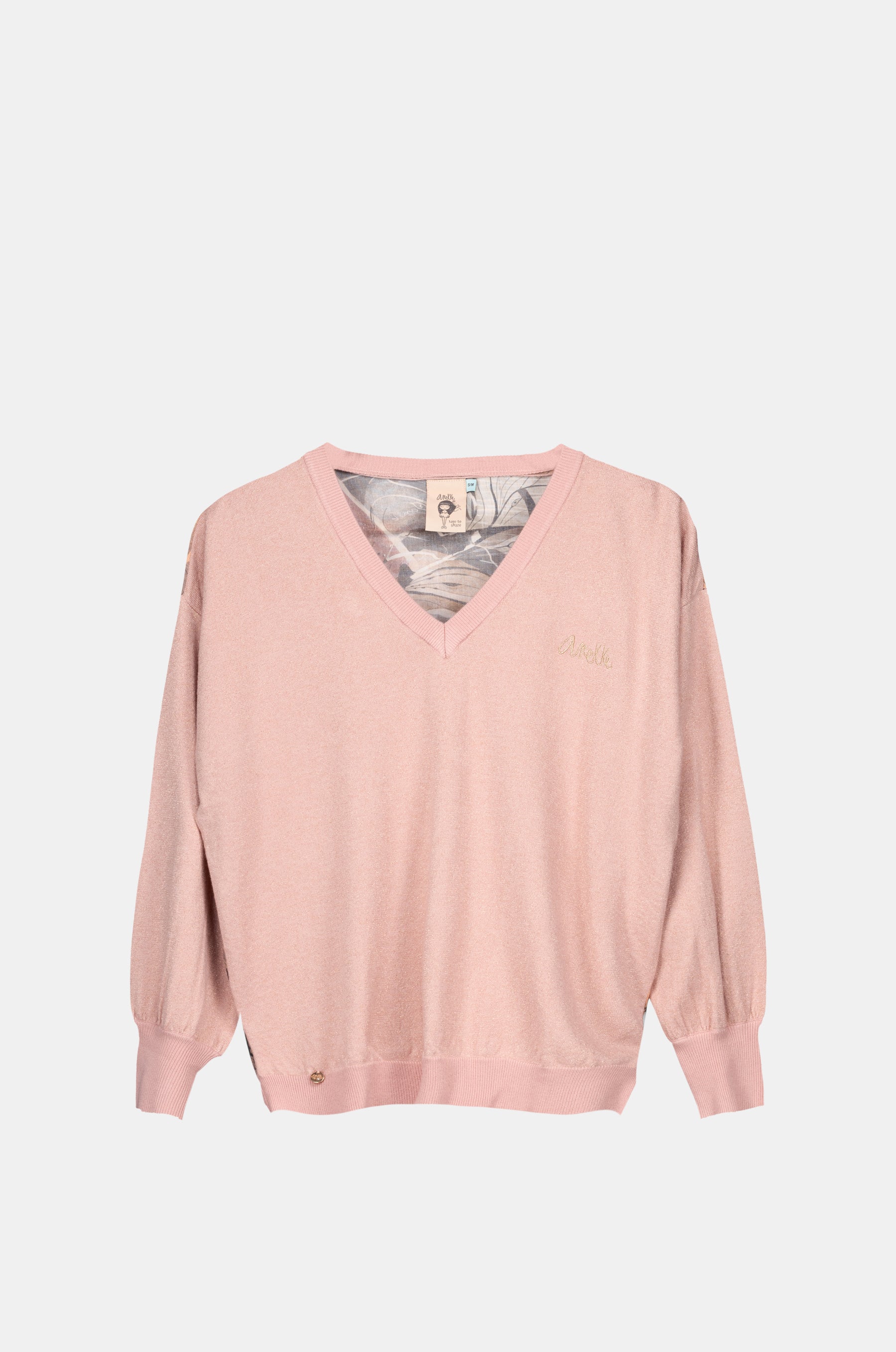 Suéter rosa con espalda estampada
