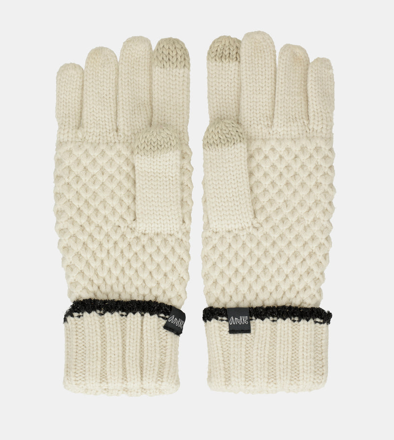 Guantes de punto beige