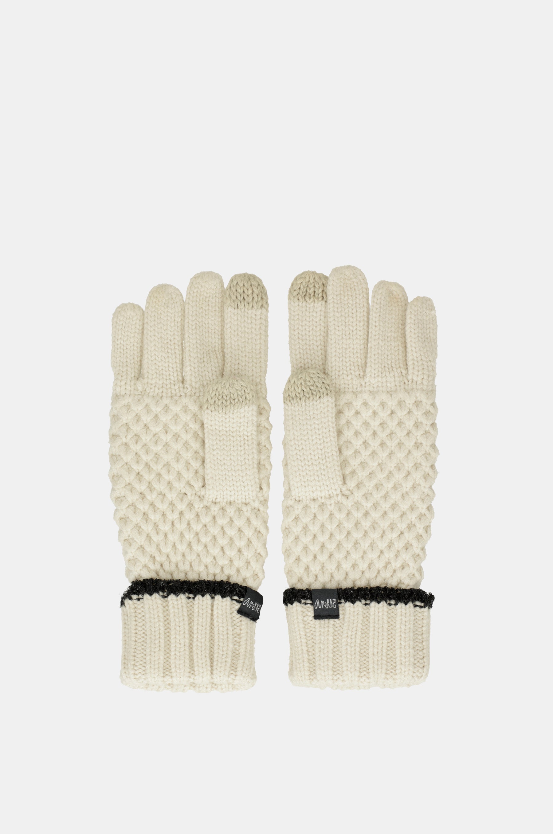 Guantes de punto beige
