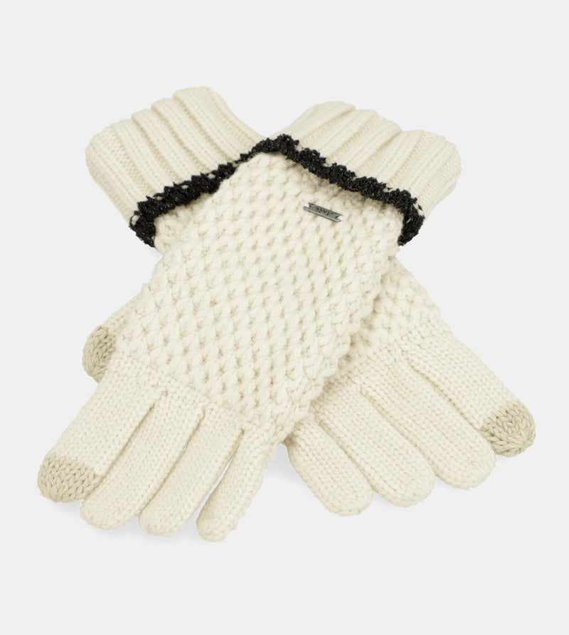 Guantes de punto beige