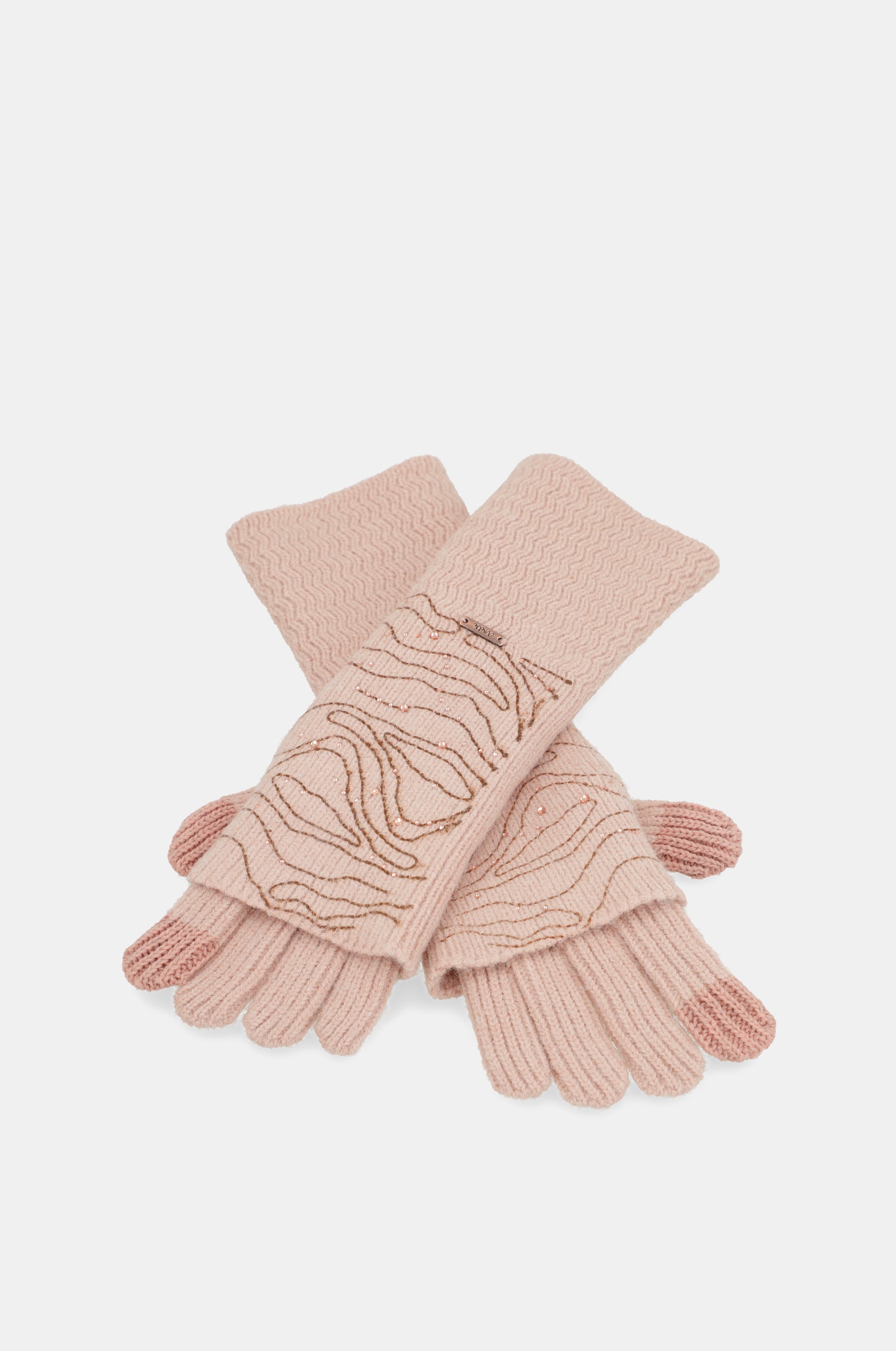 Guantes de punto beige