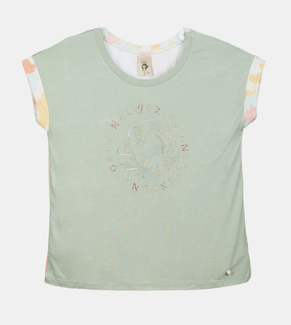 Camiseta manga corta verde Memories