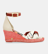 Sandalias de cuña yute rojas Alma