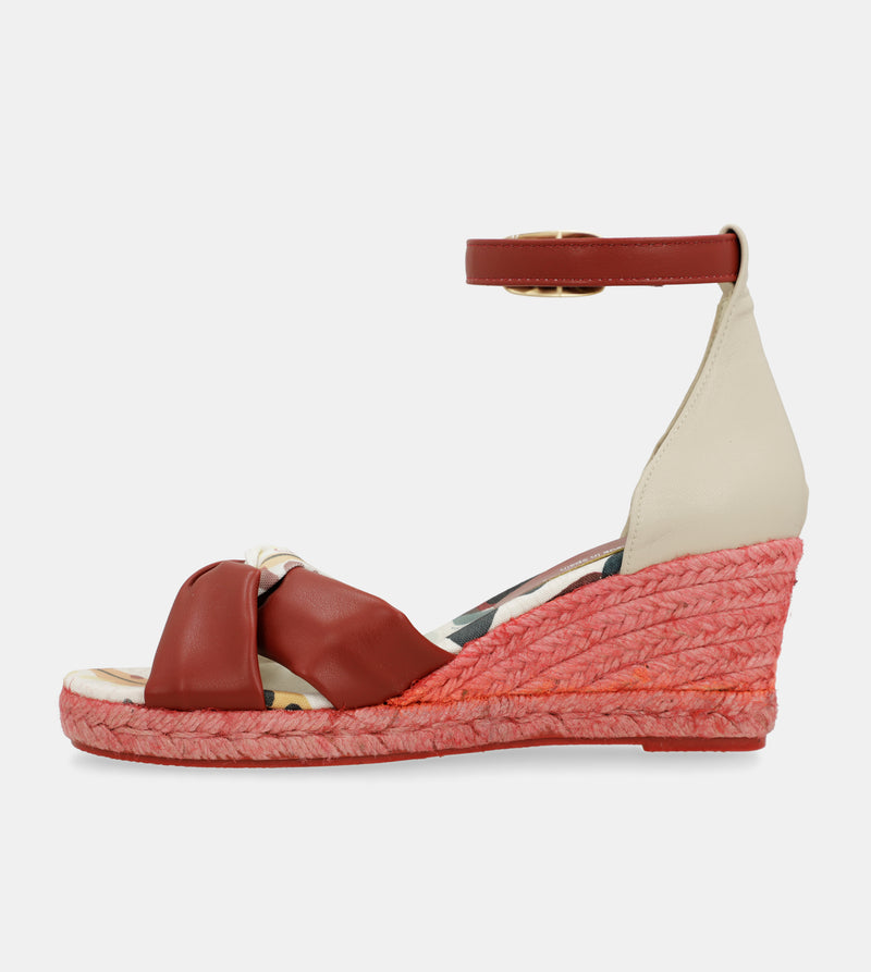 Sandalias de cuña yute rojas Alma