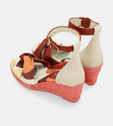 Sandalias de cuña yute rojas Alma
