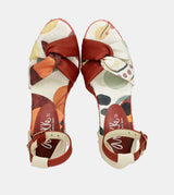 Sandalias de cuña yute rojas Alma
