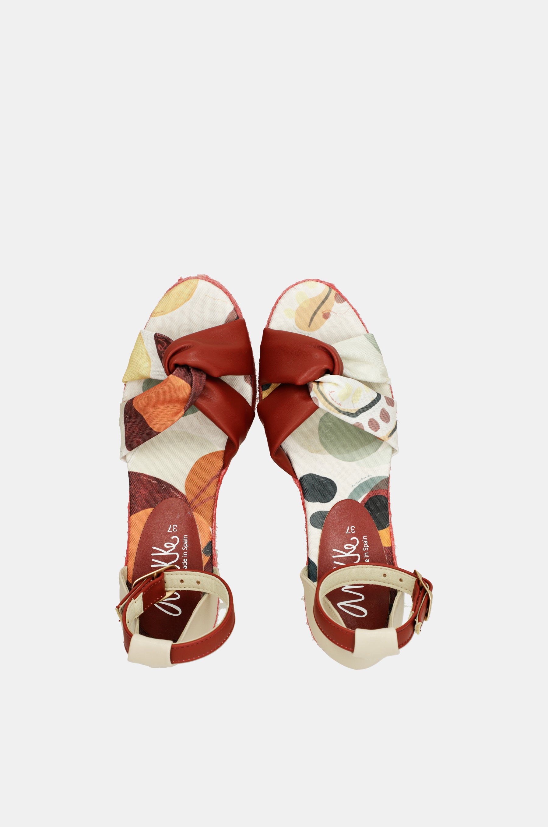 Sandalias de cuña yute rojas Alma